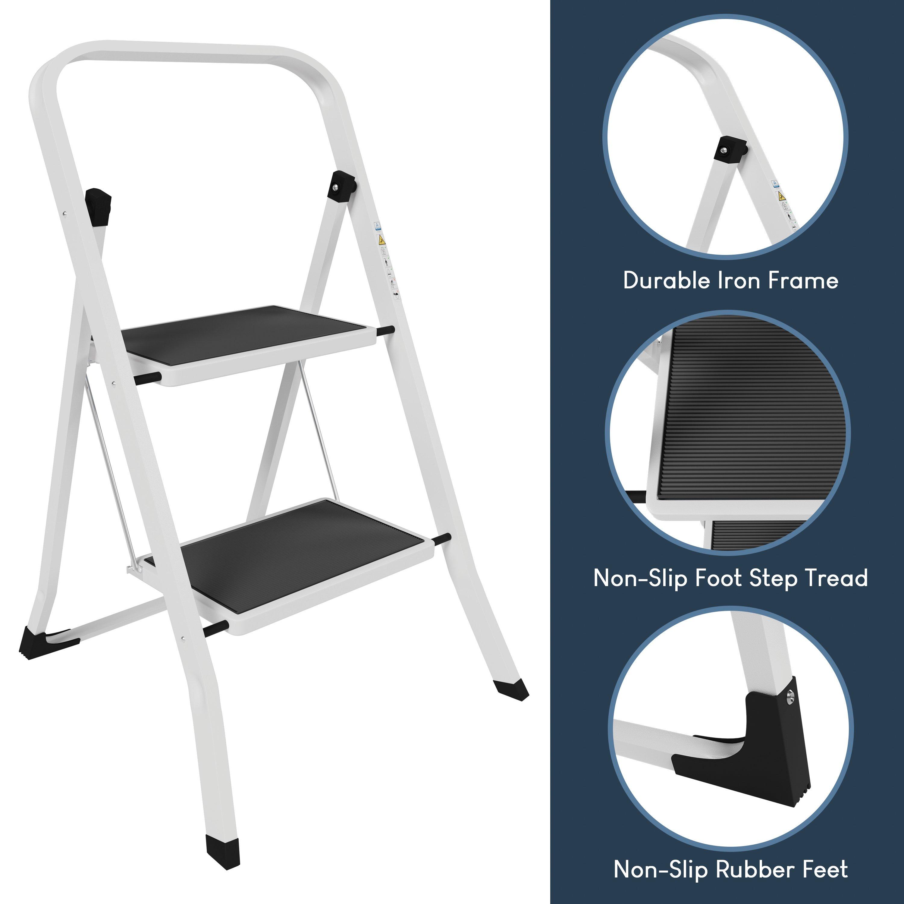 White - Lassic - Home Vida 2 Step Ladder With Anti-Slip Mat - 4