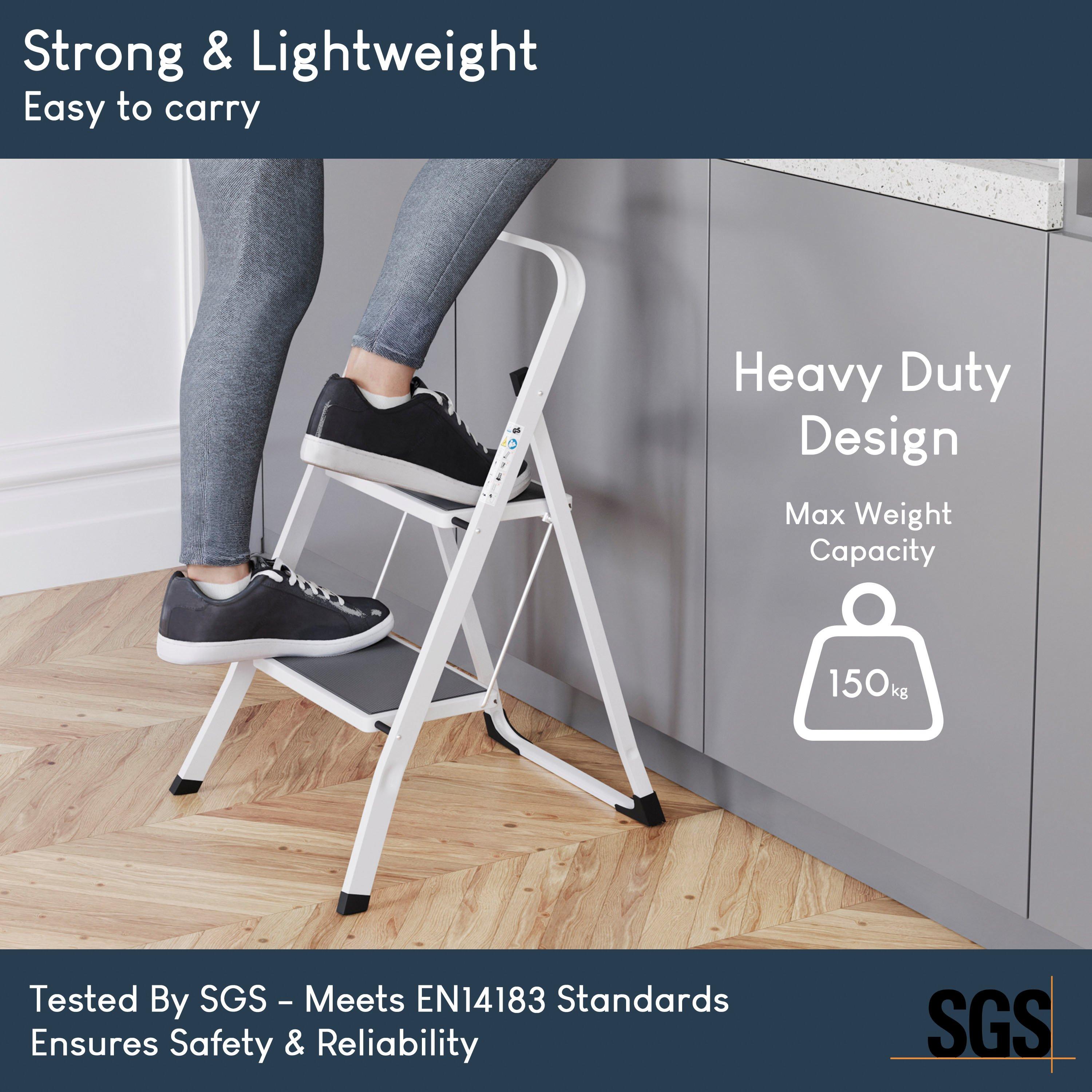 White - Lassic - Home Vida 2 Step Ladder With Anti-Slip Mat - 5