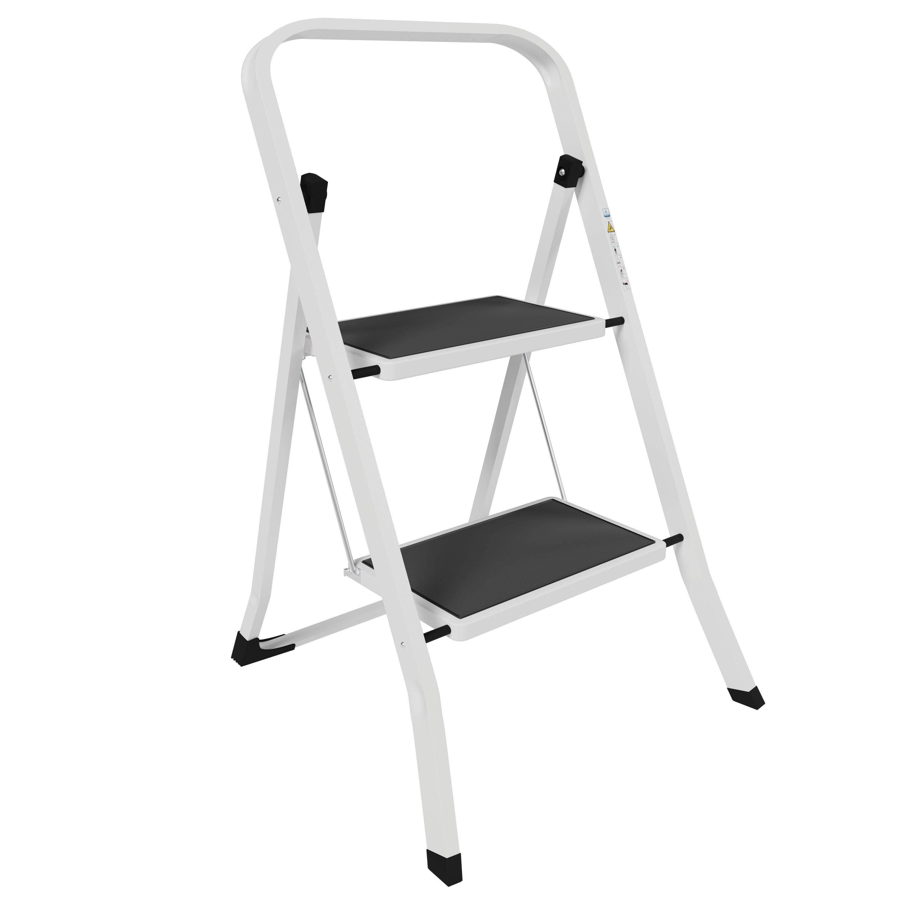 White - Lassic - Home Vida 2 Step Ladder With Anti-Slip Mat - 8