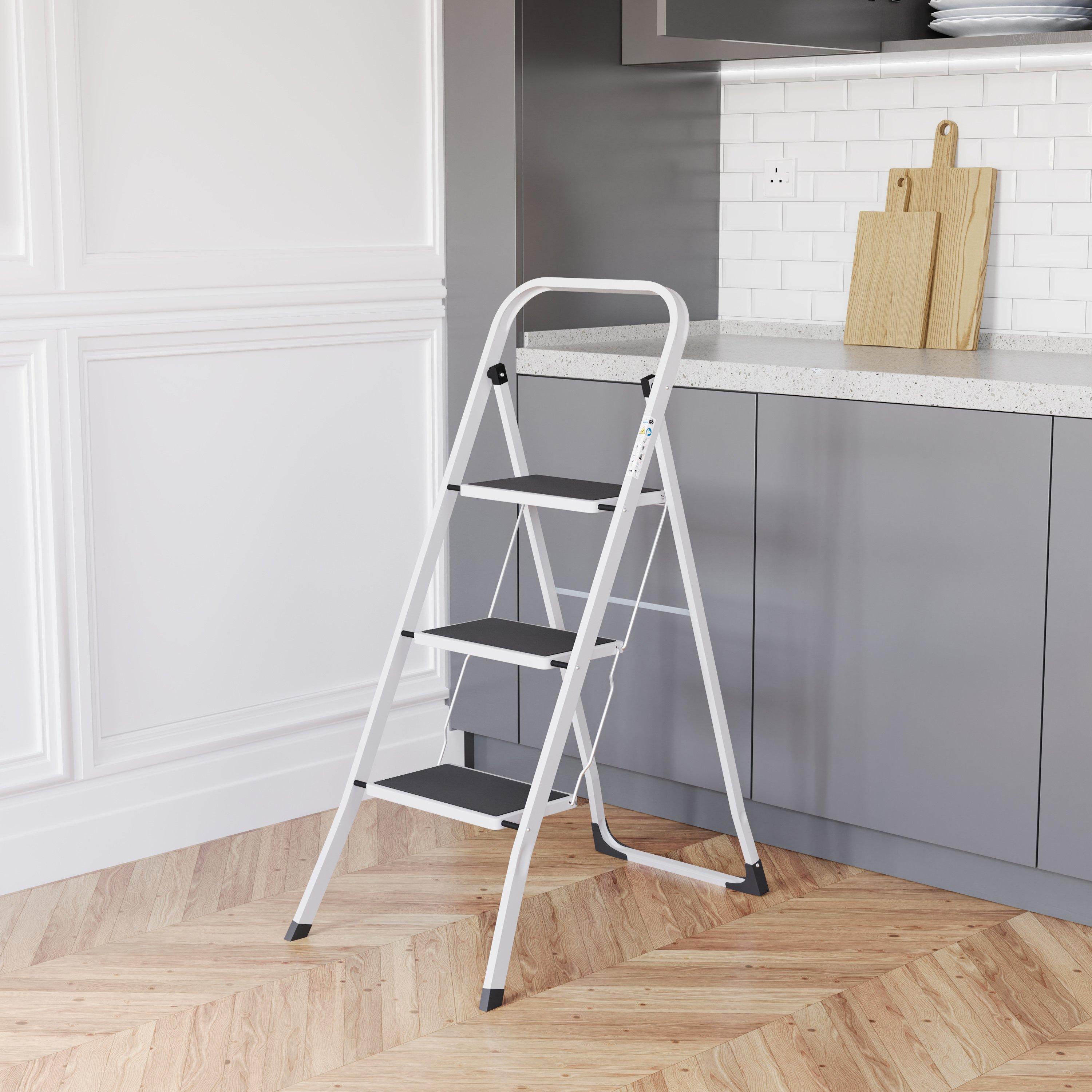 Lassic  Home Vida 3 Step Ladder With Anti-Slip Mat - White - 3 Step