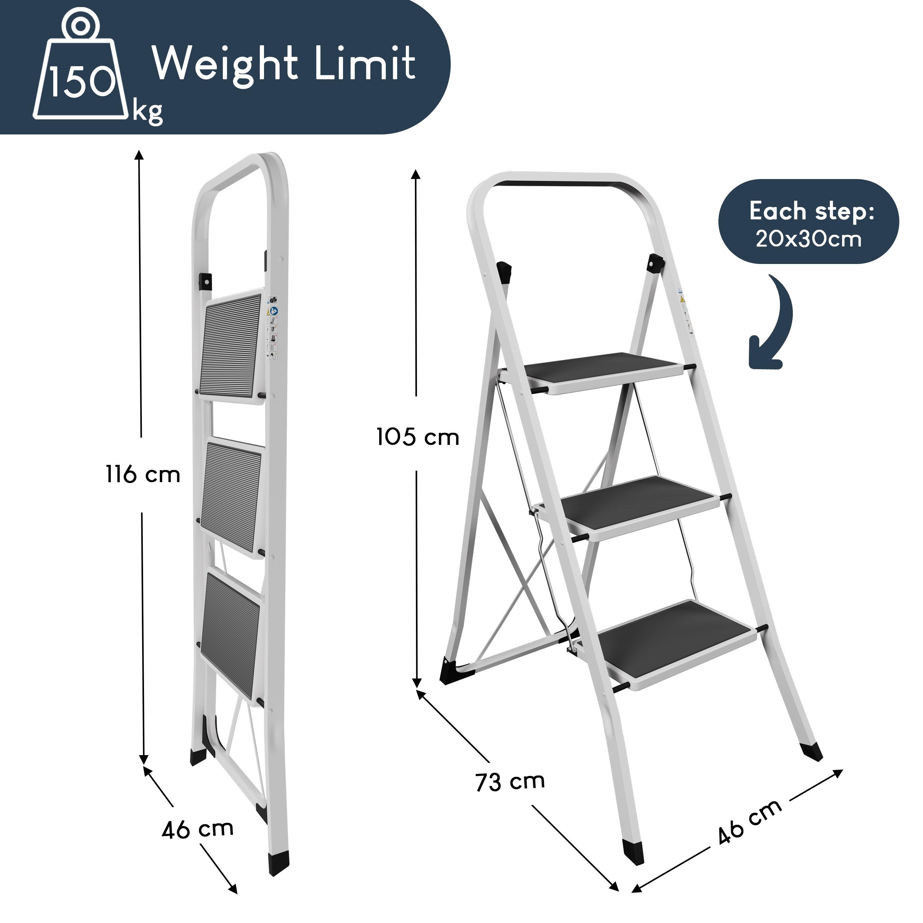 Lassic Home Vida 3 Step Ladder With Anti-Slip Mat | Sports Direct