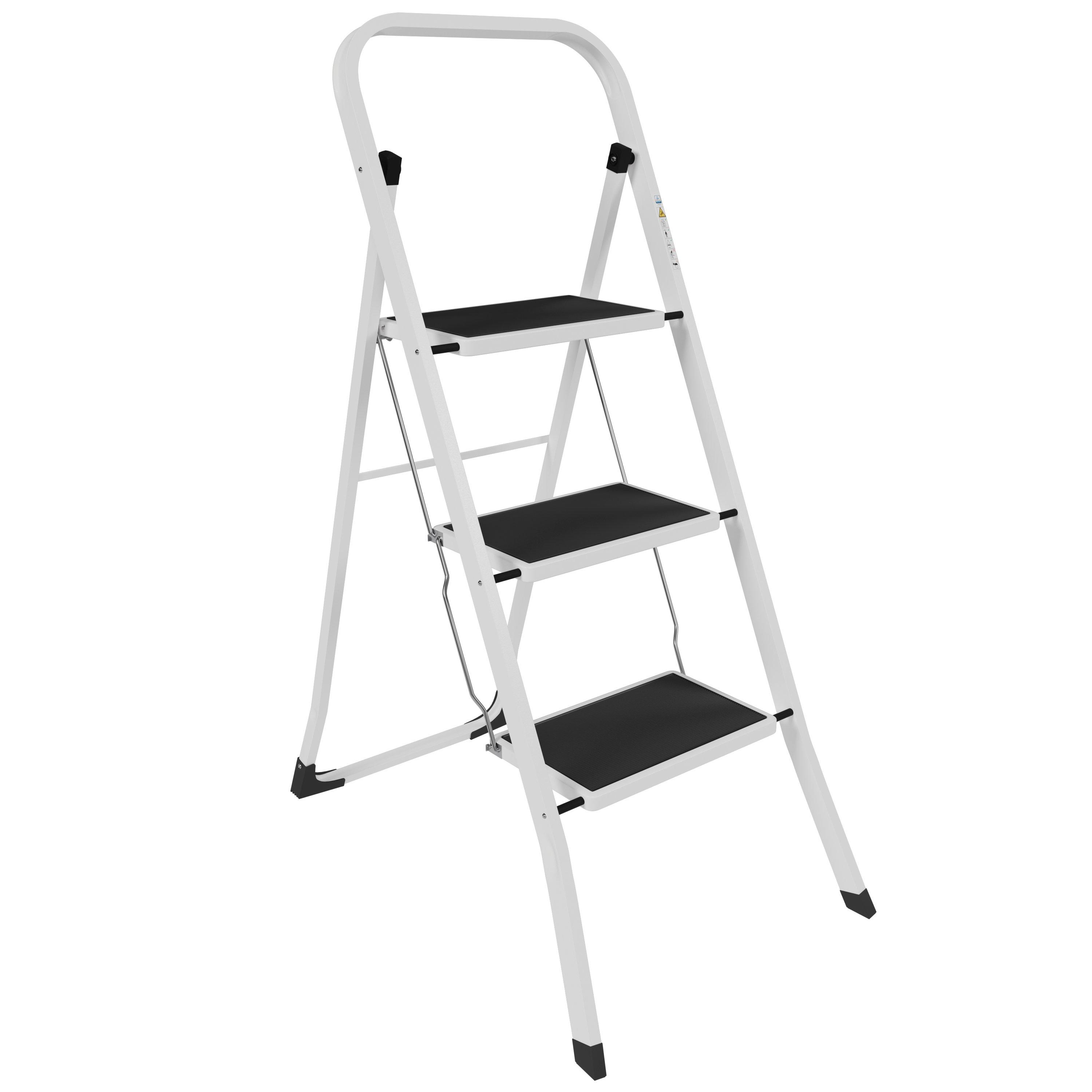 White - Lassic - Home Vida 3 Step Ladder With Anti-Slip Mat - 8