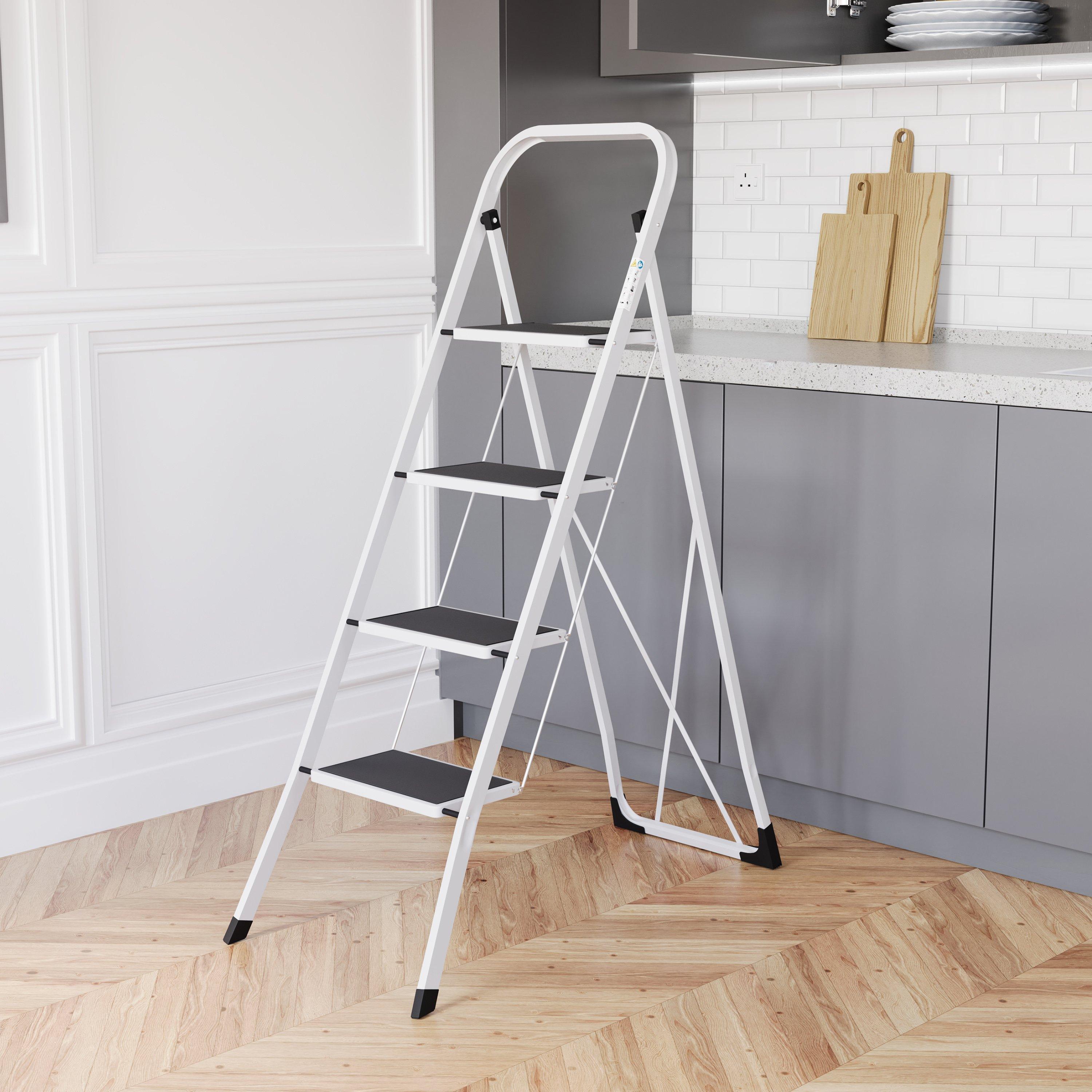 White - Lassic - Home Vida 4 Step Ladder With Anti-Slip Mat - 1