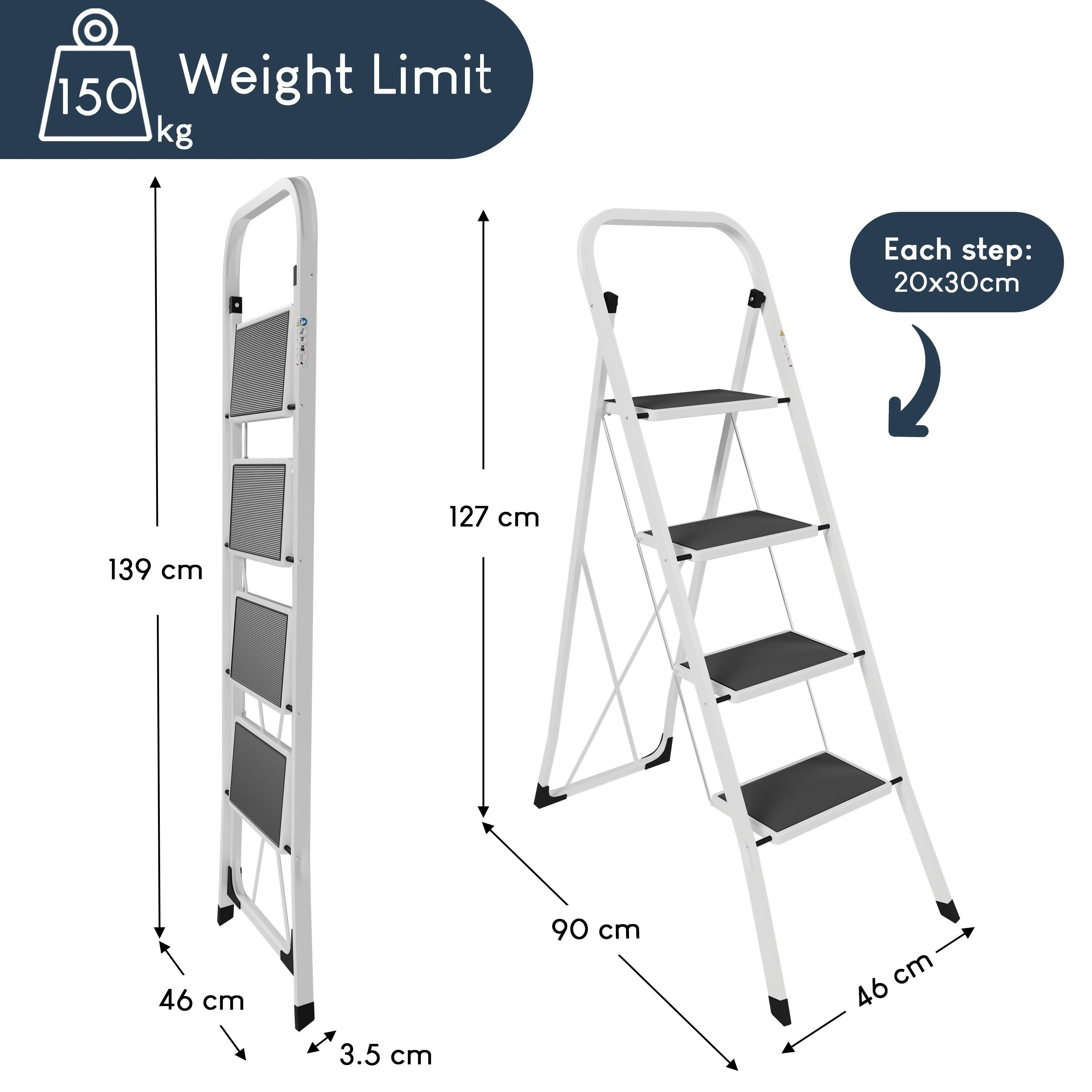 White - Lassic - Home Vida 4 Step Ladder With Anti-Slip Mat - 2