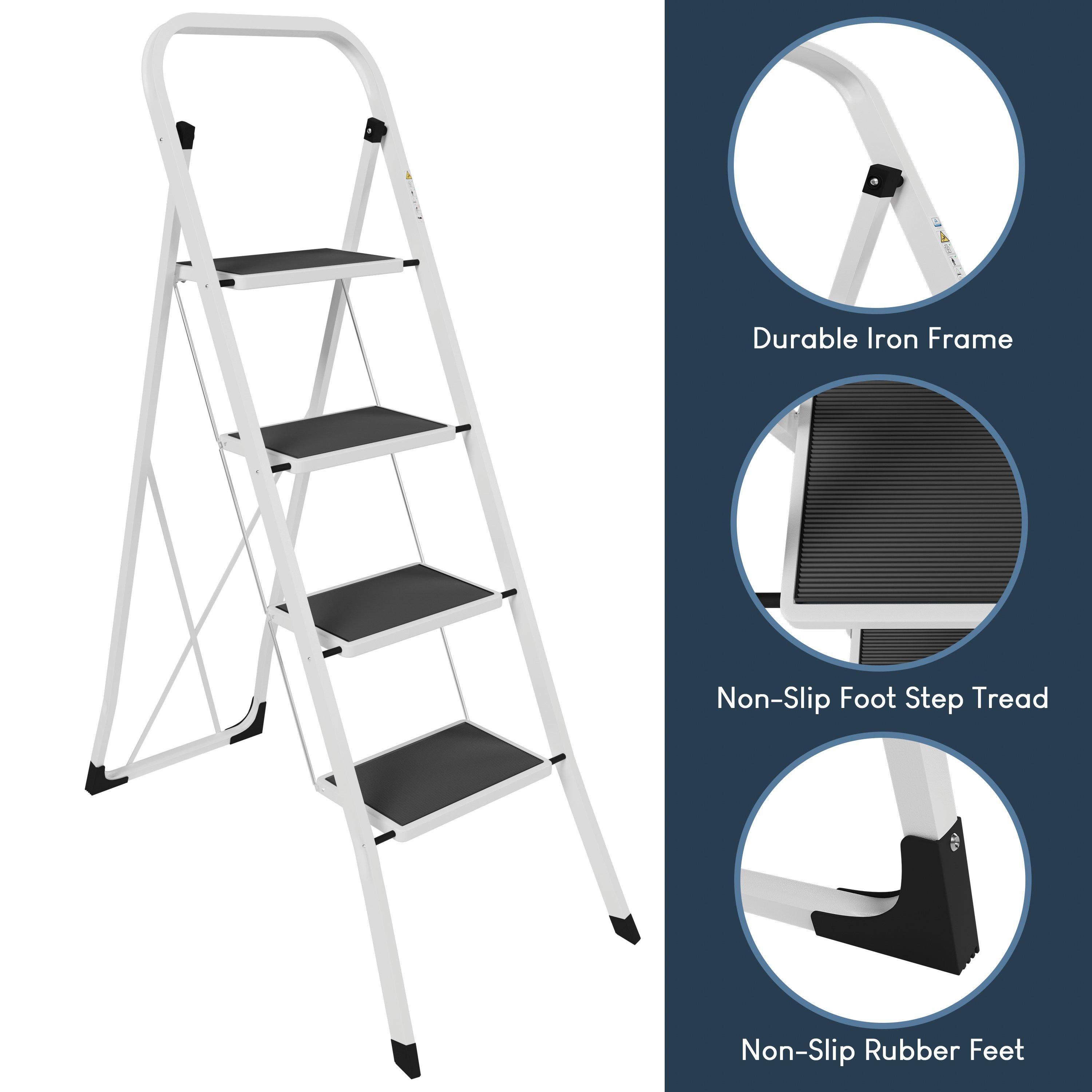 White - Lassic - Home Vida 4 Step Ladder With Anti-Slip Mat - 4
