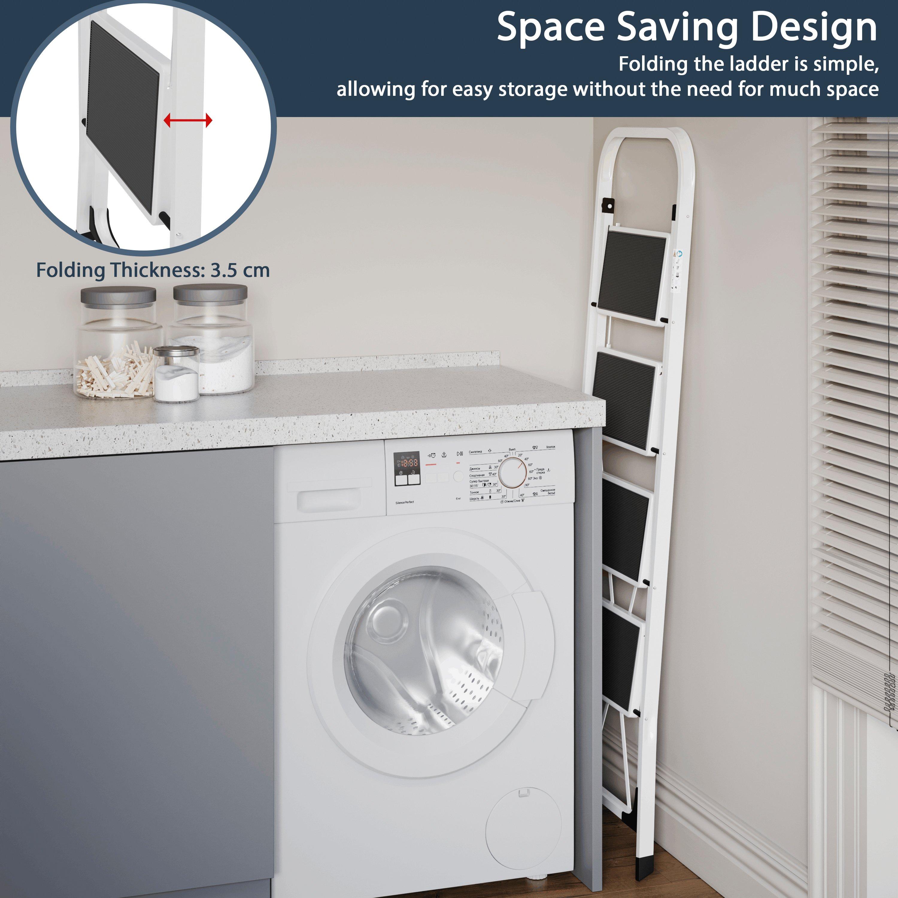 White - Lassic - Home Vida 4 Step Ladder With Anti-Slip Mat - 6