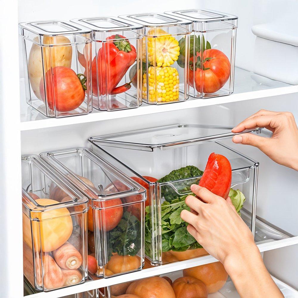 Clear - LIFE IDEAS - Set of 7 Stackable Clear Fridge Organisers - 2
