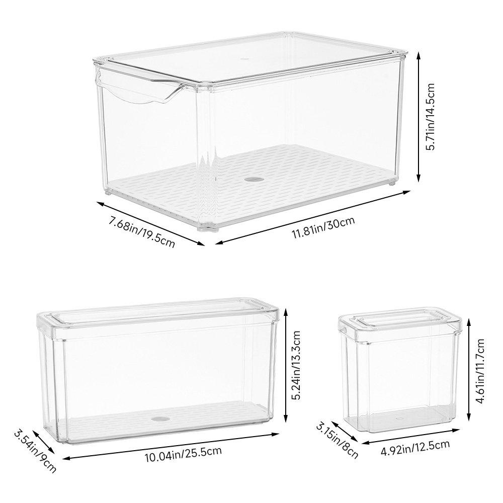 Clear - LIFE IDEAS - Set of 7 Stackable Clear Fridge Organisers - 11
