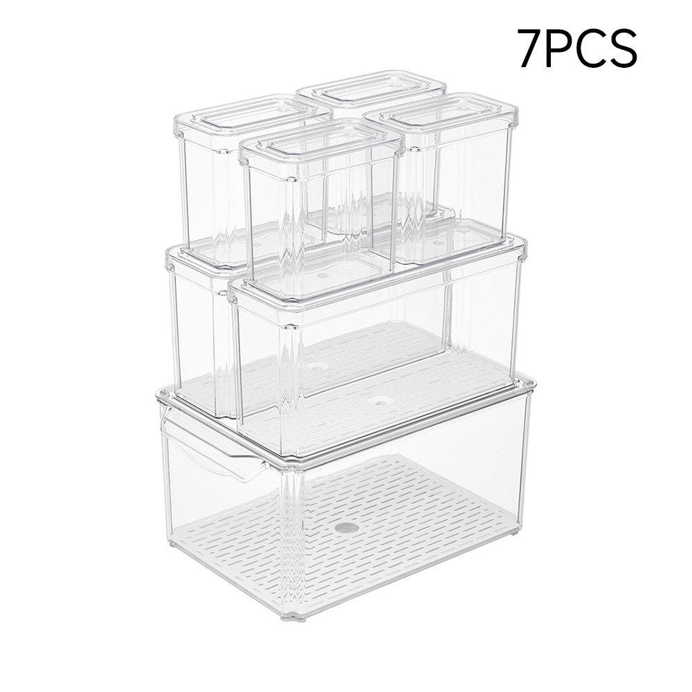 Clear - LIFE IDEAS - Set of 7 Stackable Clear Fridge Organisers - 10