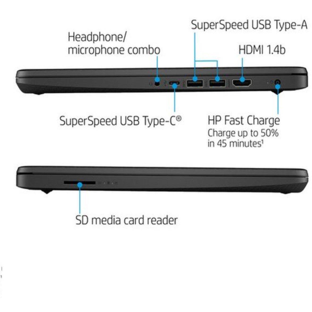 Black - HP - 14 Laptop Intel, 4GB, 128GB, Win 11s - Office 365 - 4