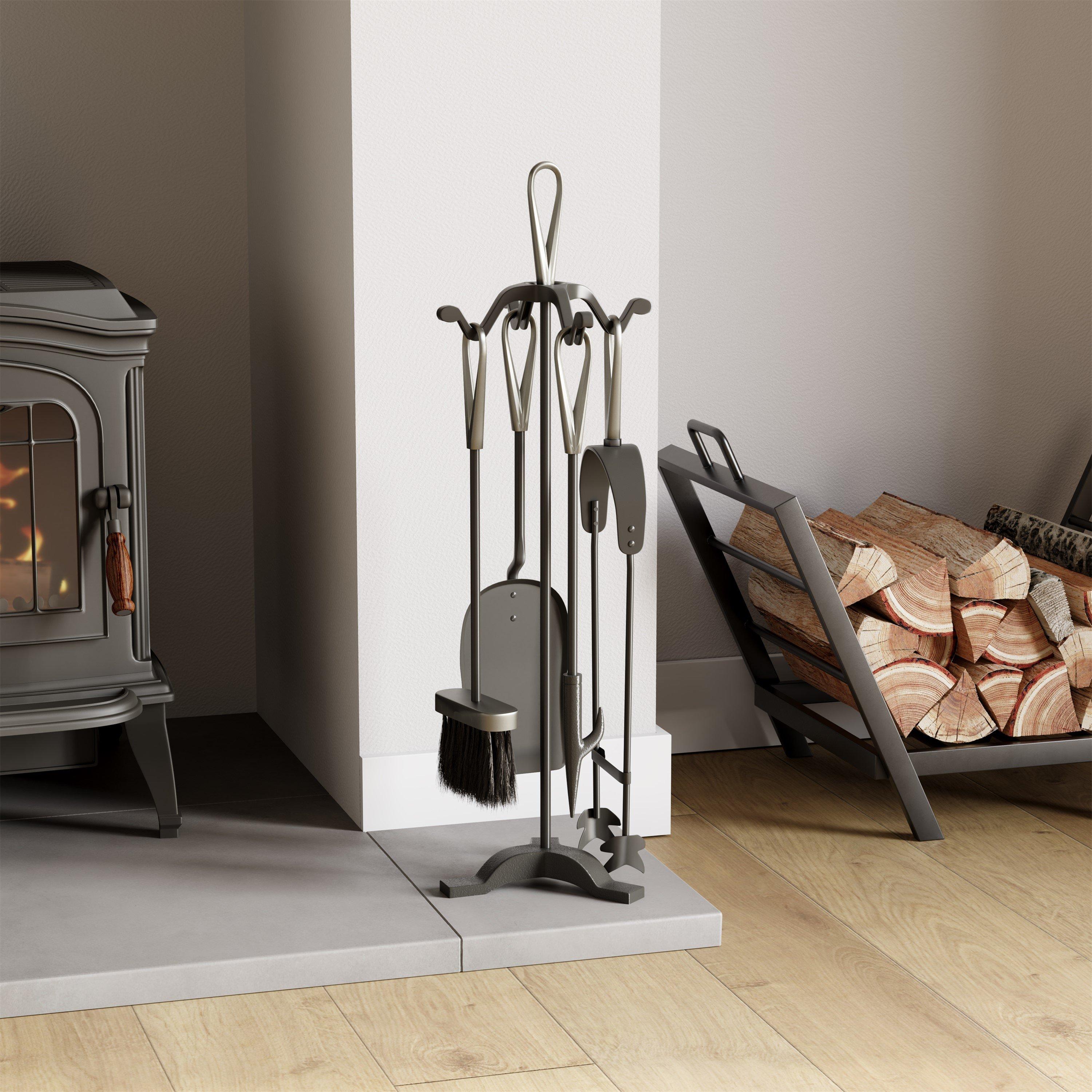 Lassic  Fire Vida 5 Piece Buxton Companion Set - Black & Nickel - 5 Piece