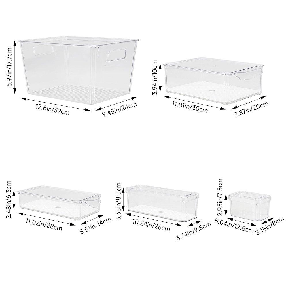 Clear - LIFE IDEAS - Set of 9 Stackable Clear Fridge Organisers - 8