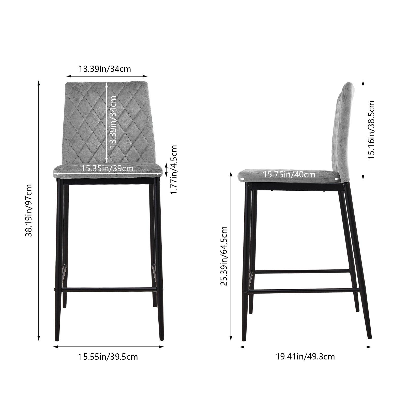 Grey - Kabinet UK - Set of 2 Upholstered Bar Stools - 2