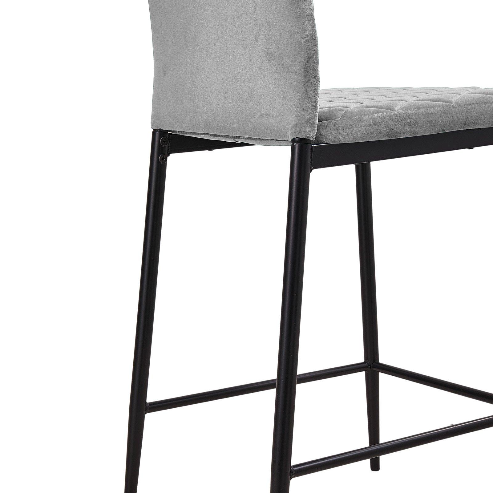 Grey - Kabinet UK - Set of 2 Upholstered Bar Stools - 9