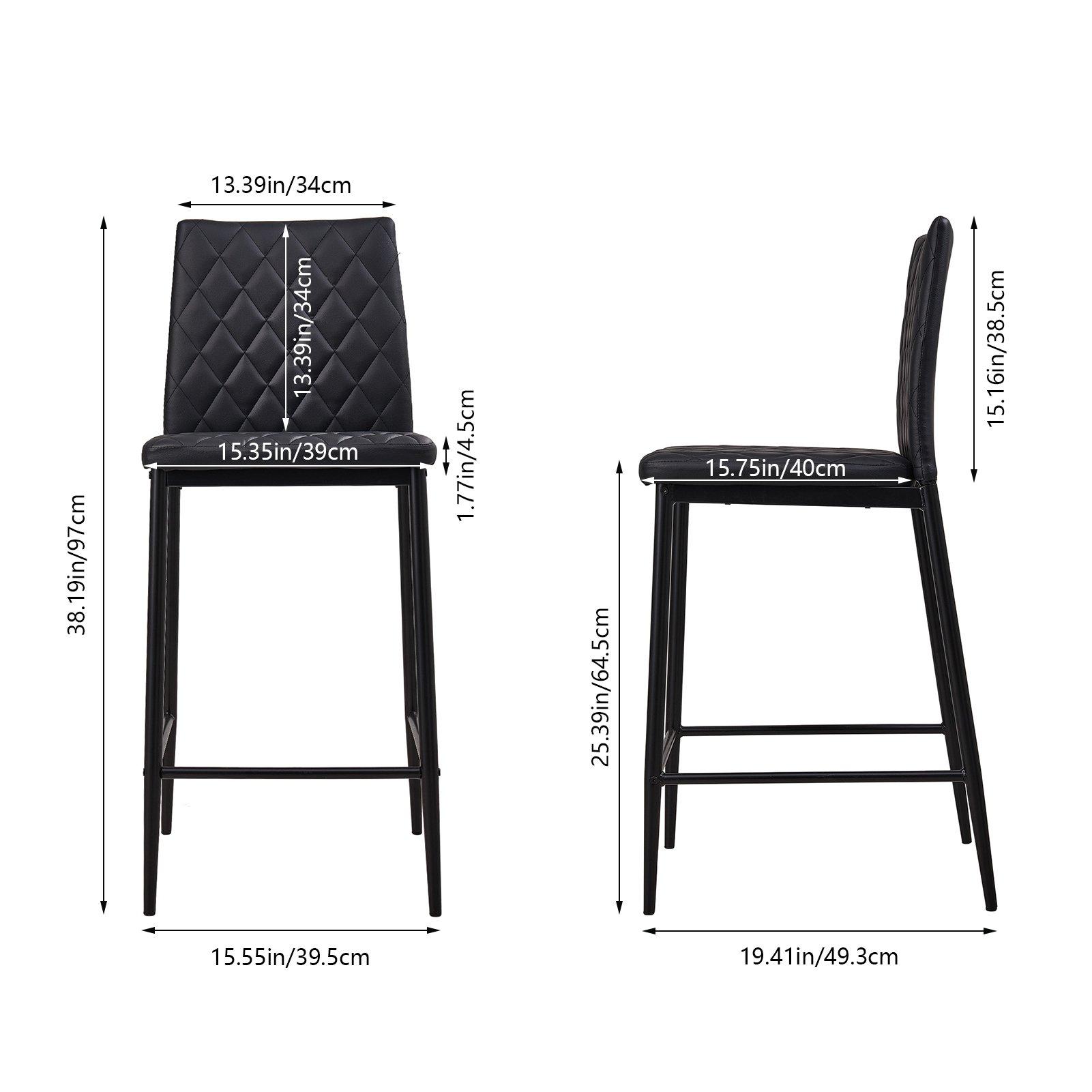 Black - Kabinet UK - Set of 2 PU Leather Upholstered Bar Stools - 2