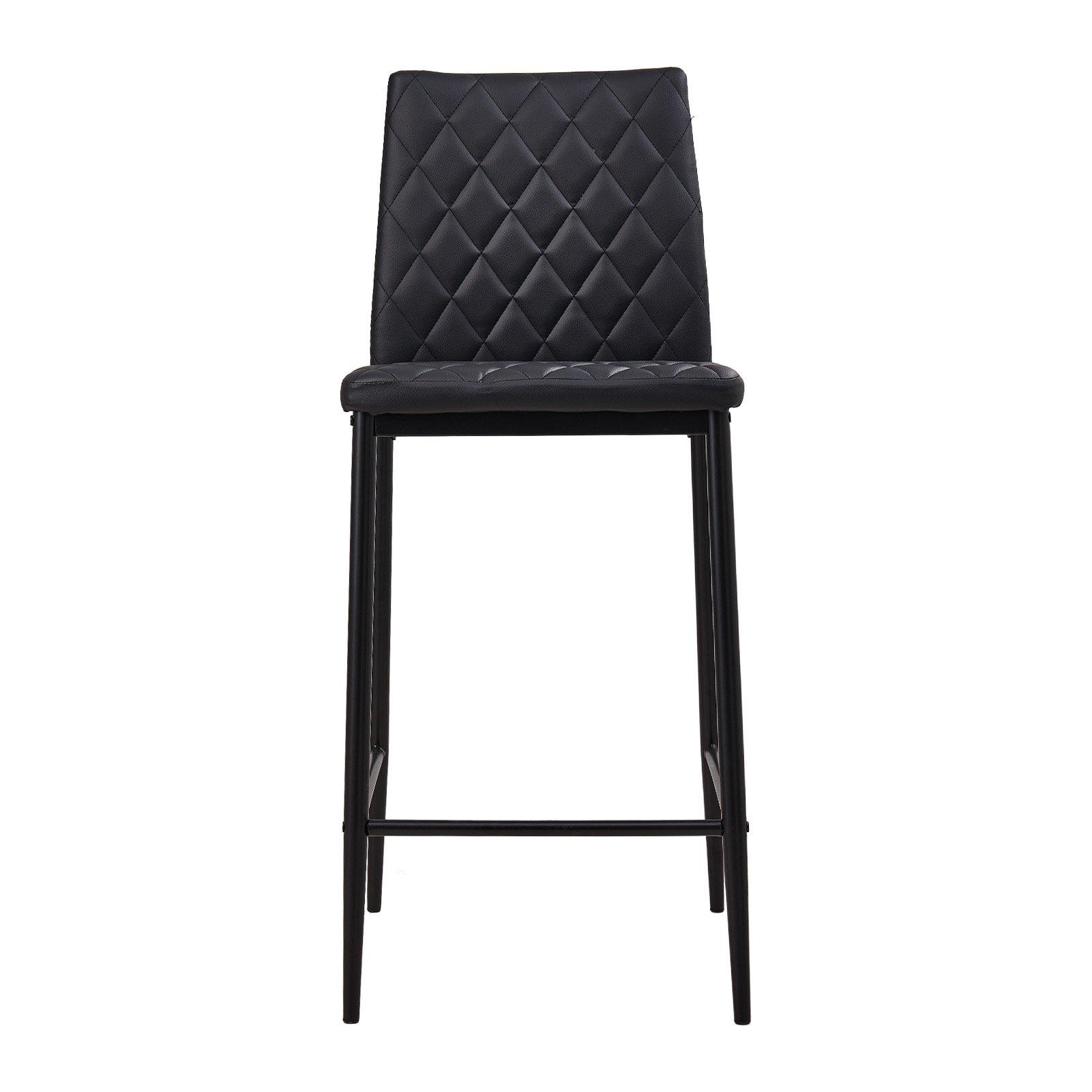 Black - Kabinet UK - Set of 2 PU Leather Upholstered Bar Stools - 3
