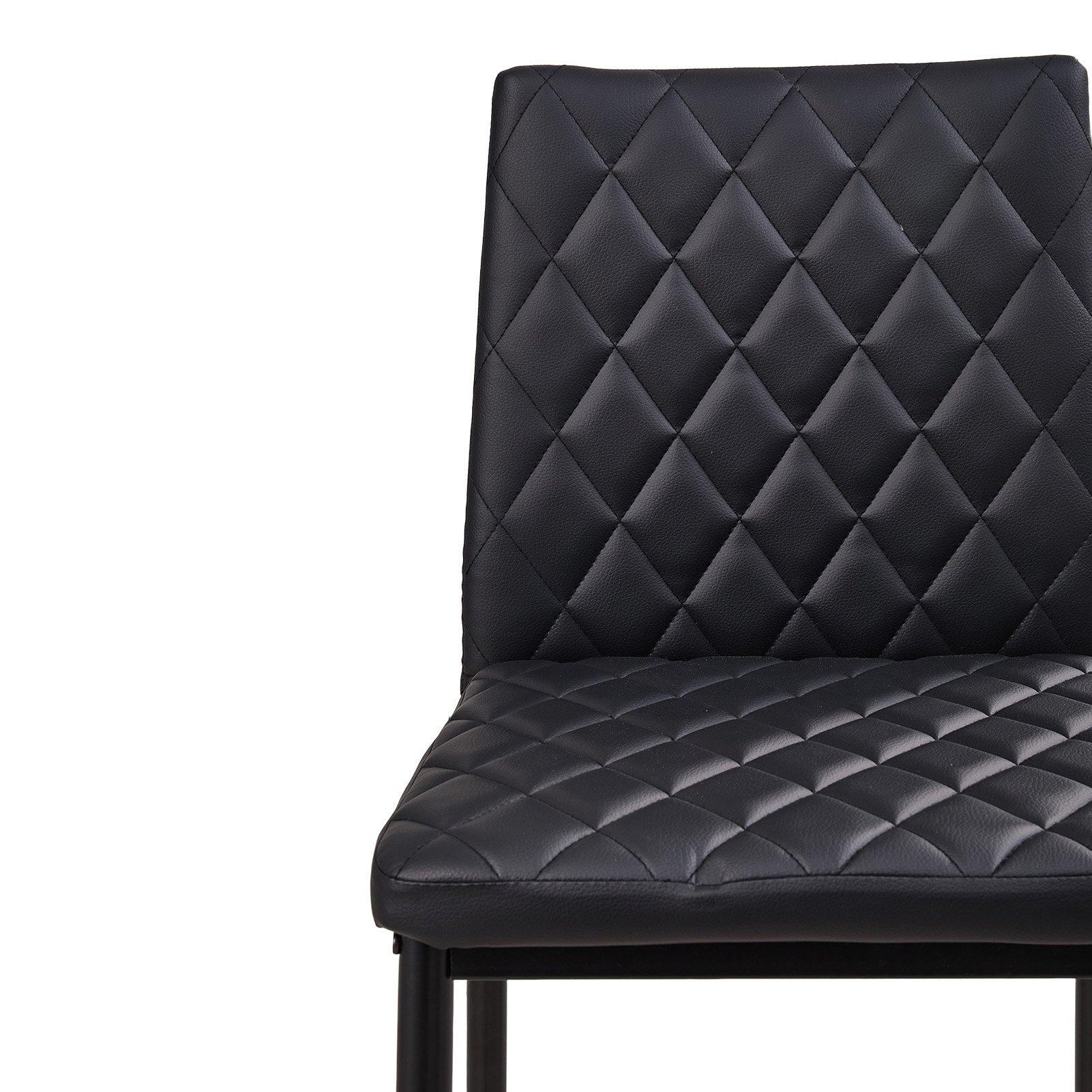 Black - Kabinet UK - Set of 2 PU Leather Upholstered Bar Stools - 7