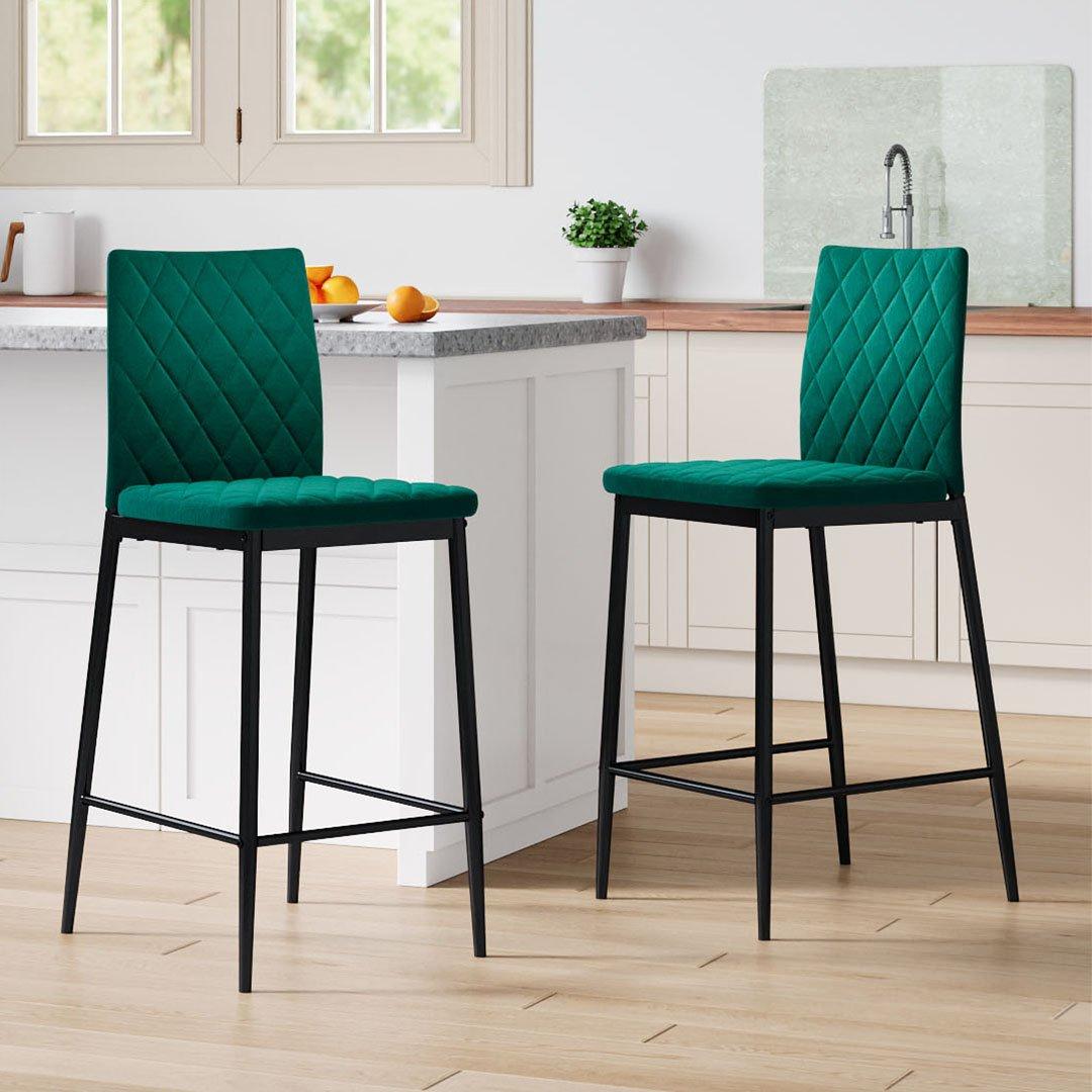 Set of 2 PU Leather Upholstered Bar Stools