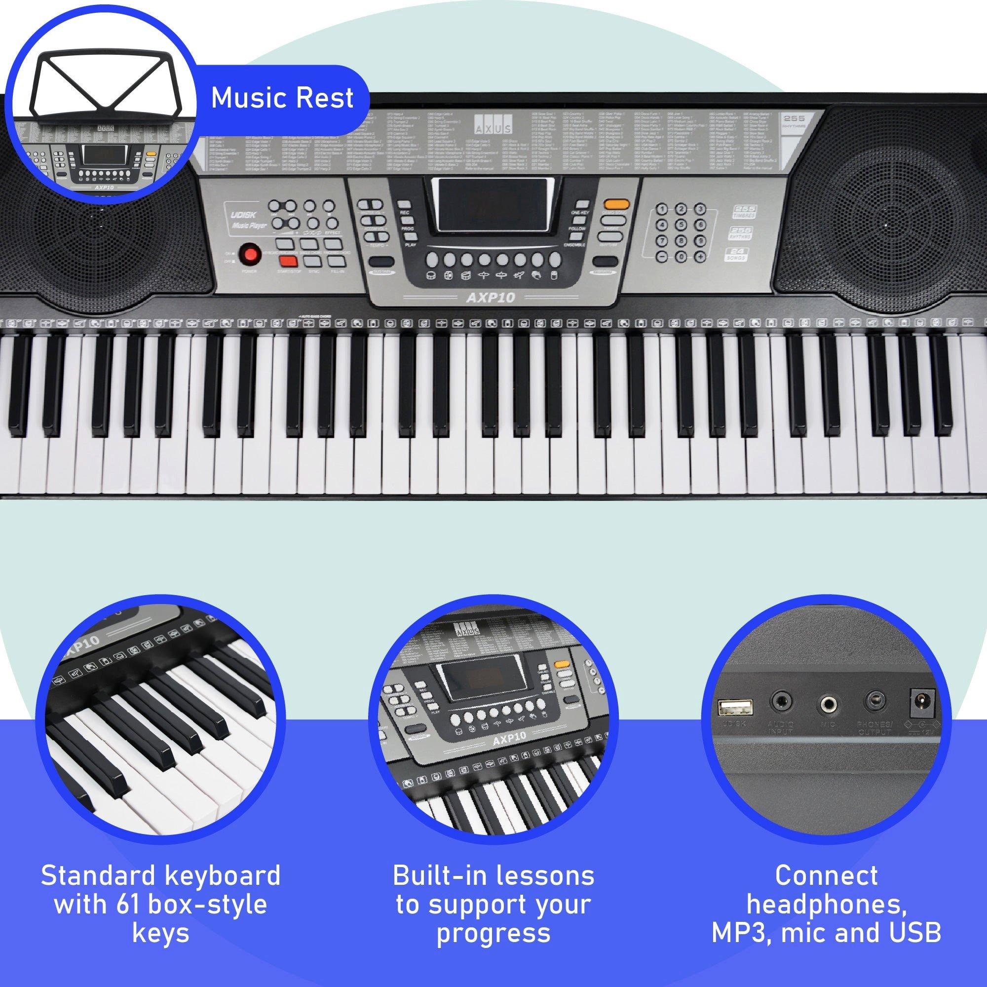 Black - Axus - AXP10 Portable Keyboard Pack - 2