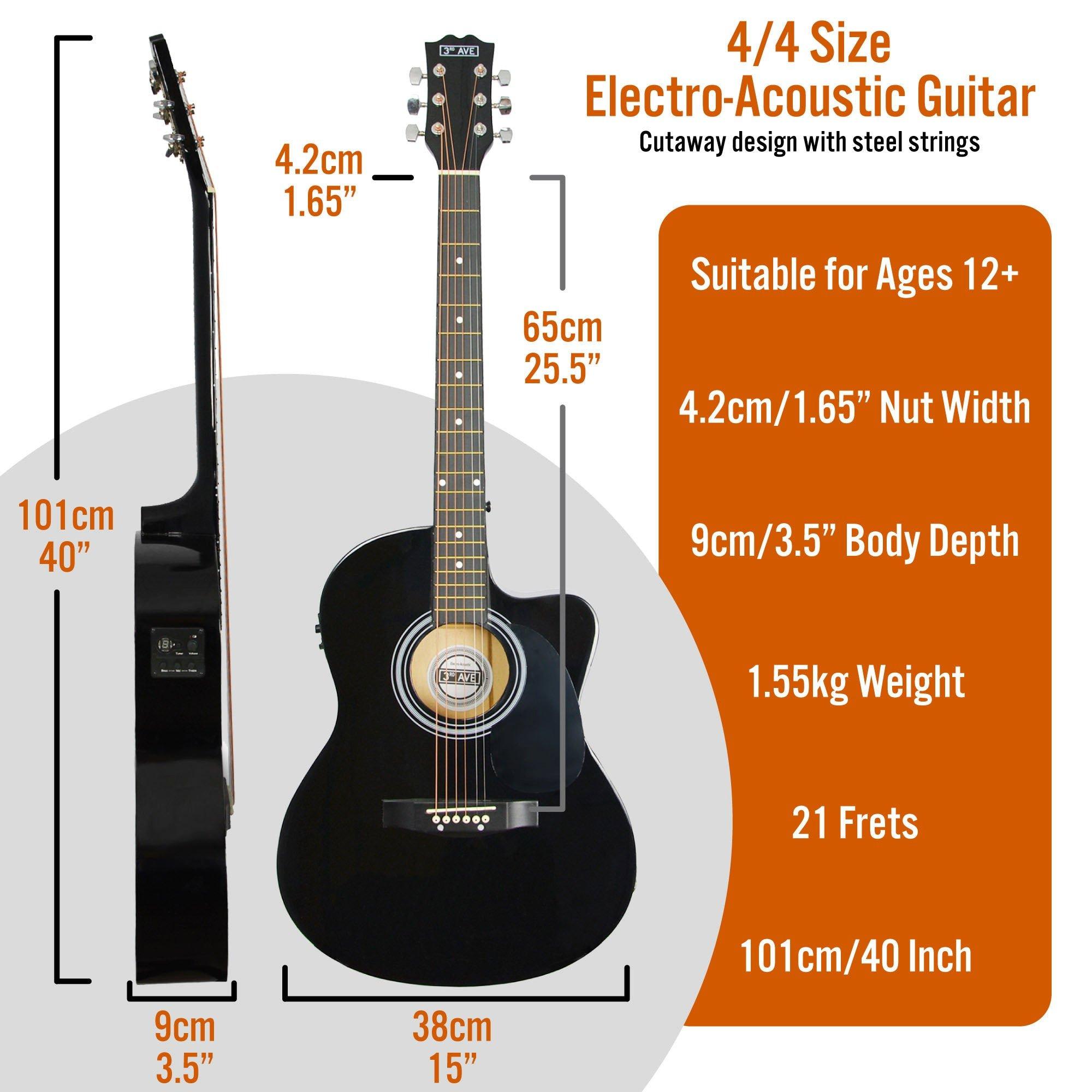 Black - 3rd Avenue - Full Size Electro Acoustic Guitar Pack - 2