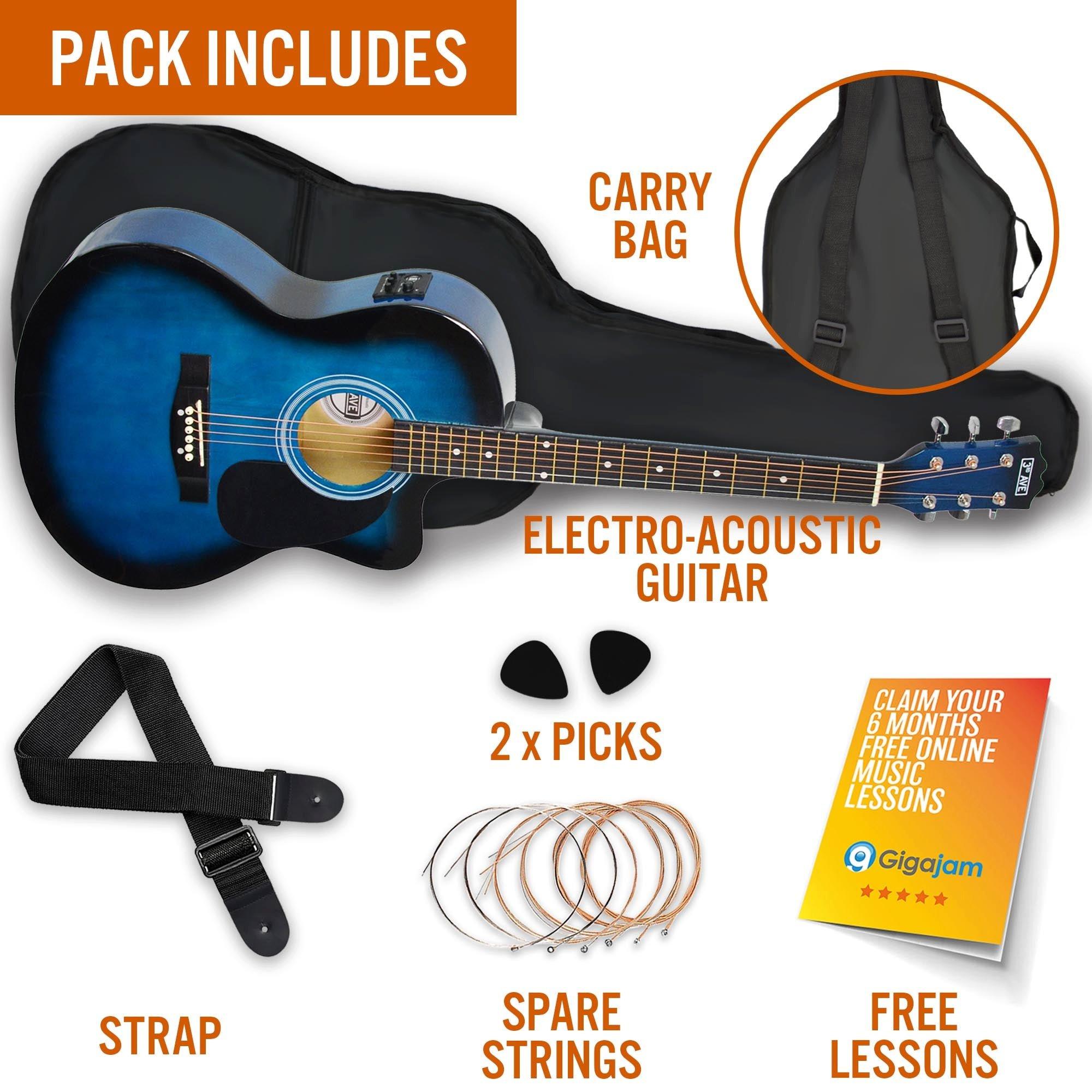Blueburst - 3rd Avenue - Full Size Electro Acoustic Guitar Pack - 3