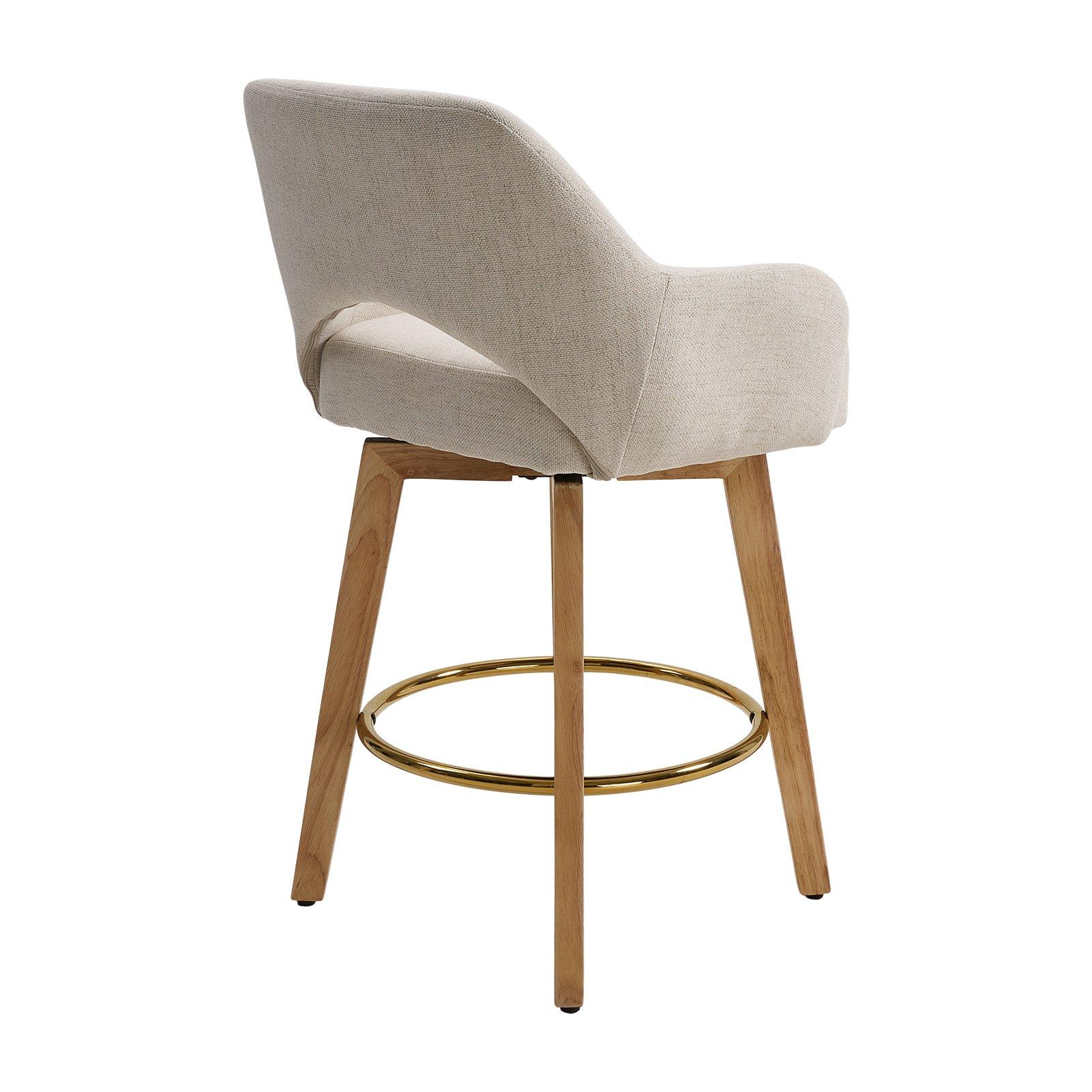 Beige - Kabinet UK - Set of 2 Swivel Chenille Upholstered Bar Stools - 3