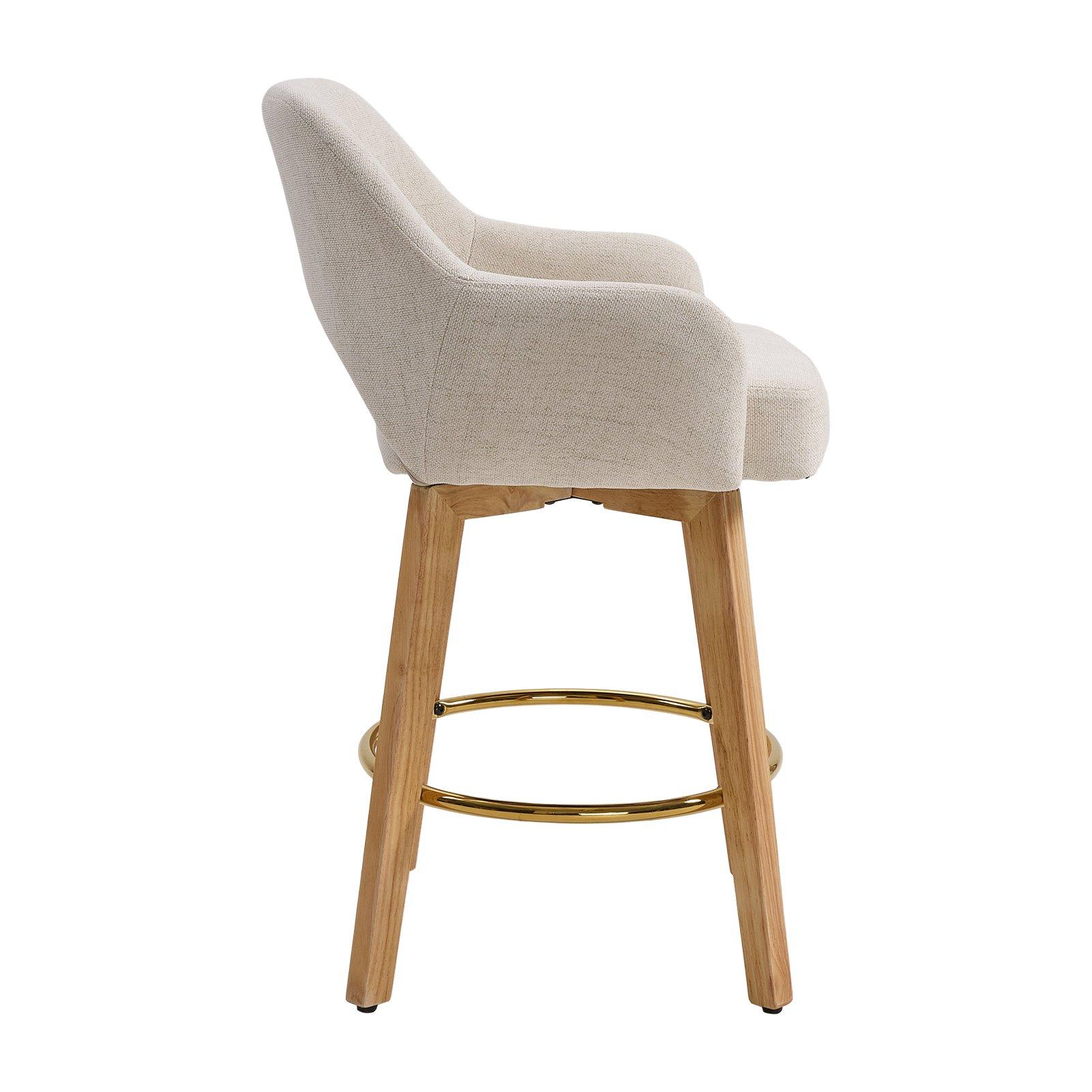 Beige - Kabinet UK - Set of 2 Swivel Chenille Upholstered Bar Stools - 4