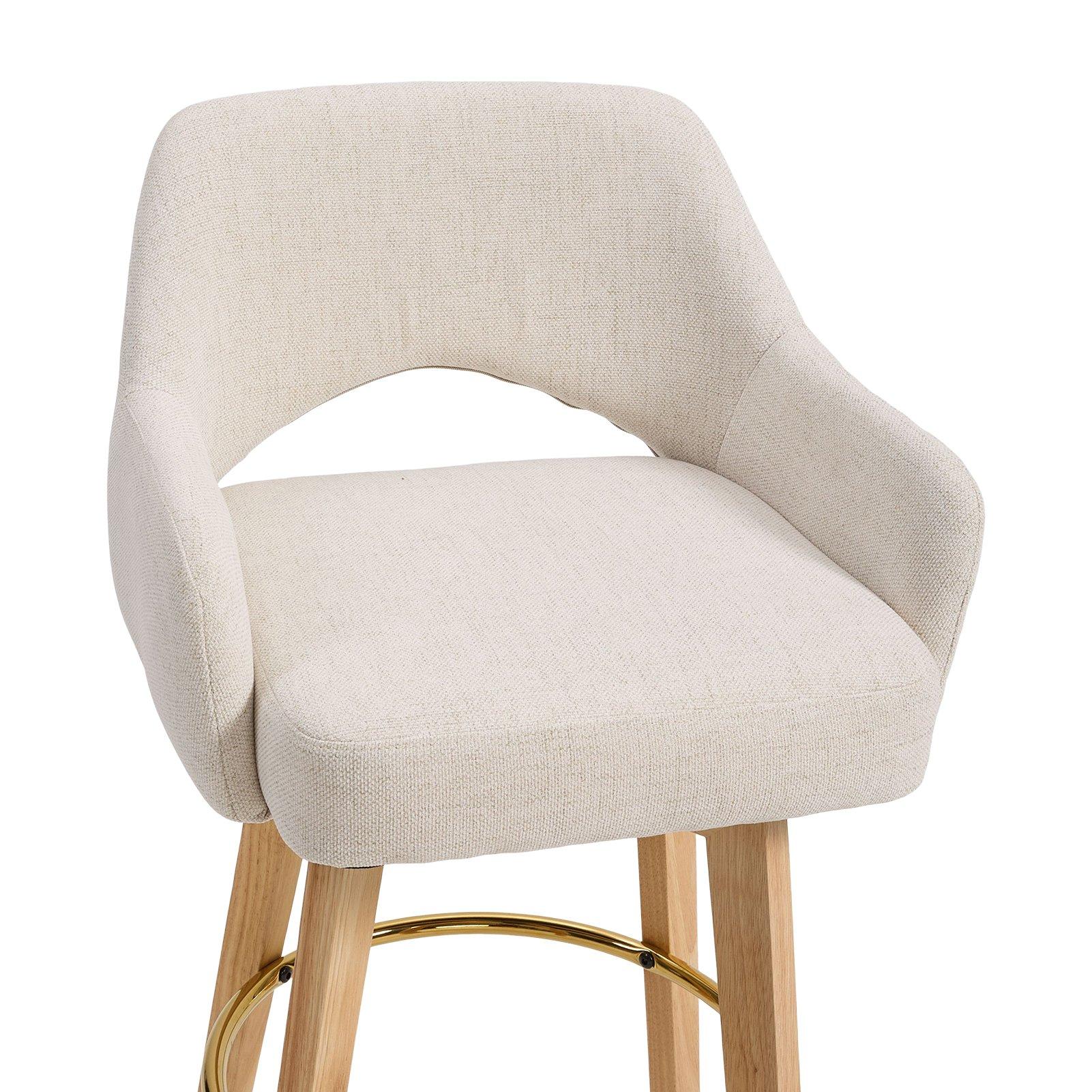 Beige - Kabinet UK - Set of 2 Swivel Chenille Upholstered Bar Stools - 6