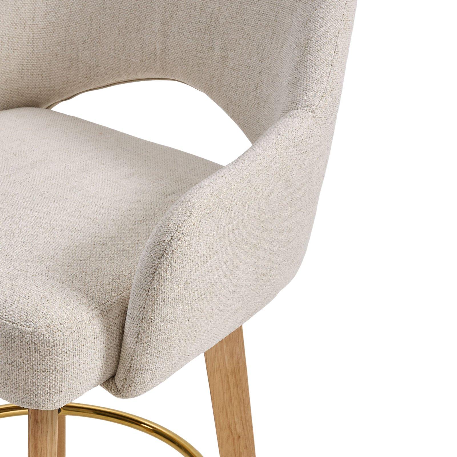 Beige - Kabinet UK - Set of 2 Swivel Chenille Upholstered Bar Stools - 7