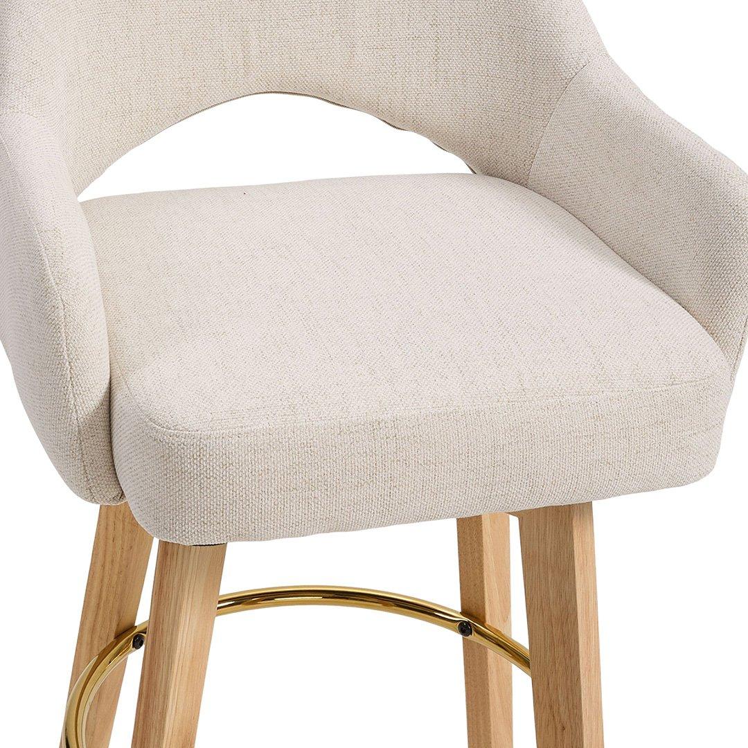 Beige - Kabinet UK - Set of 2 Swivel Chenille Upholstered Bar Stools - 8