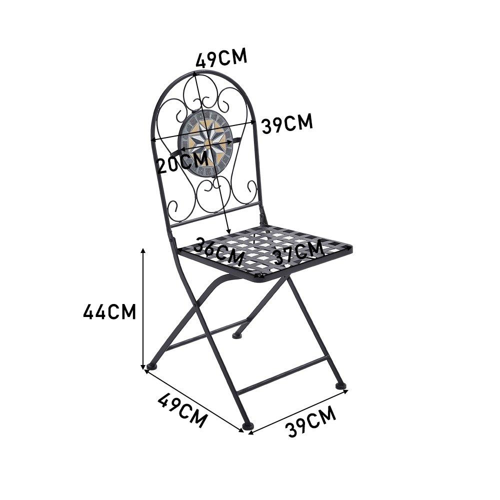 White/Black - Breeins - 3-Piece Mosaic Garden Dining Set - 2