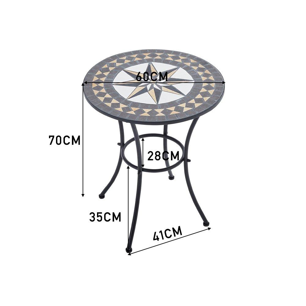 White/Black - Breeins - 3-Piece Mosaic Garden Dining Set - 3
