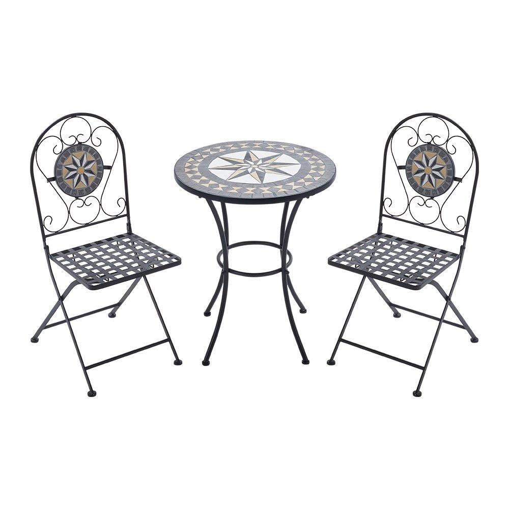 White/Black - Breeins - 3-Piece Mosaic Garden Dining Set - 4