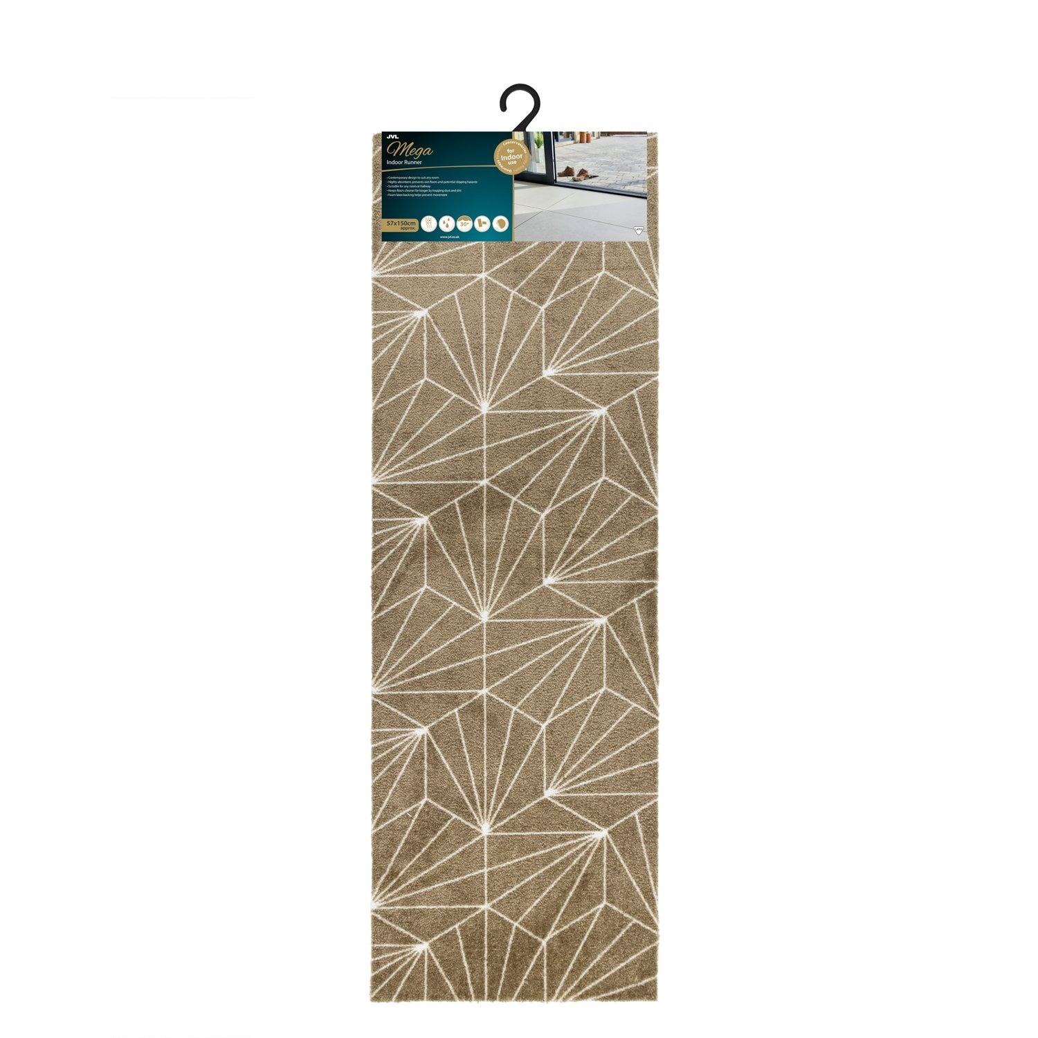 Brown - JVL - Mega Mat Entrance Runner Geo 57x150cm - 10