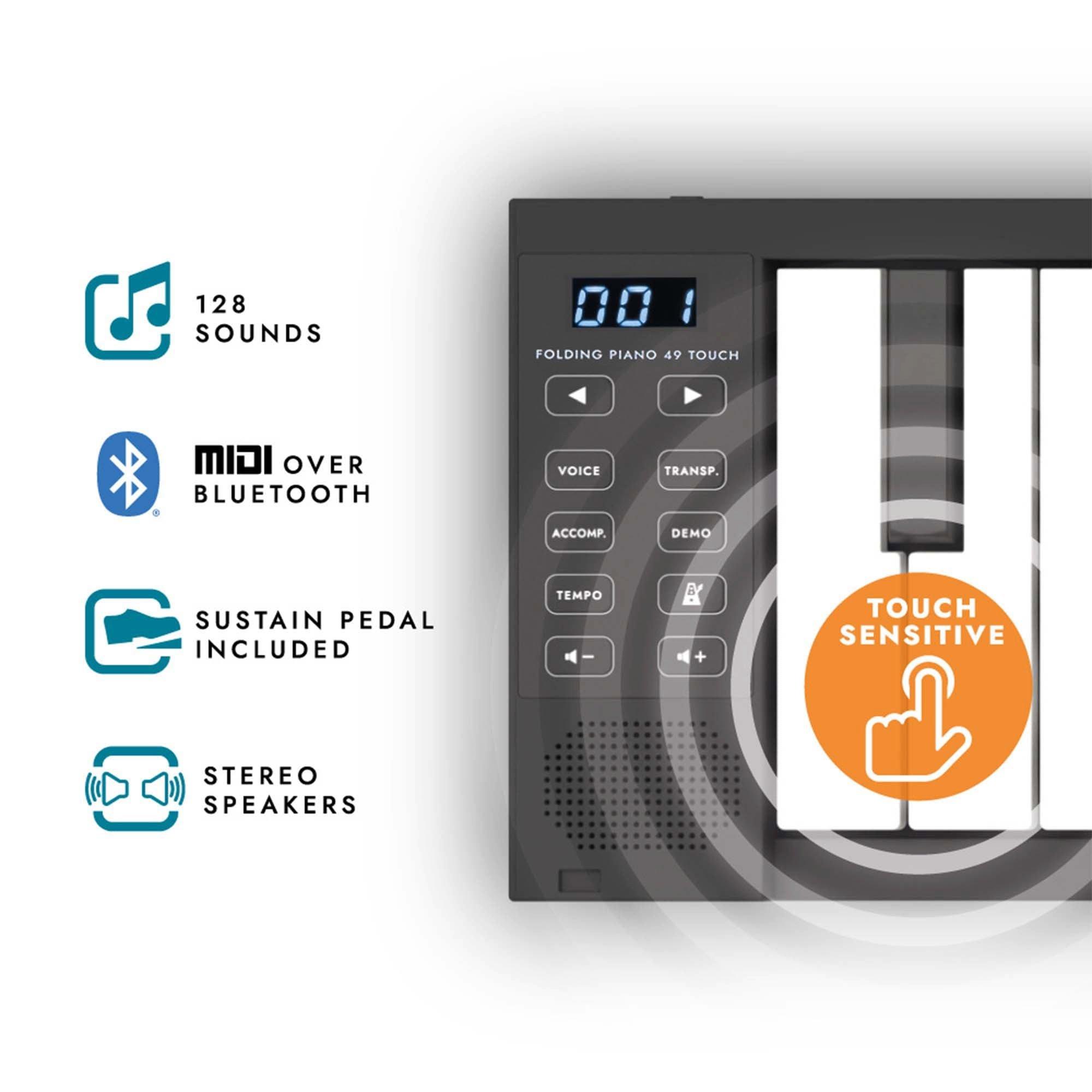 Black - Carry-On - 49 Key Touch Sensitive Folding Piano - 6