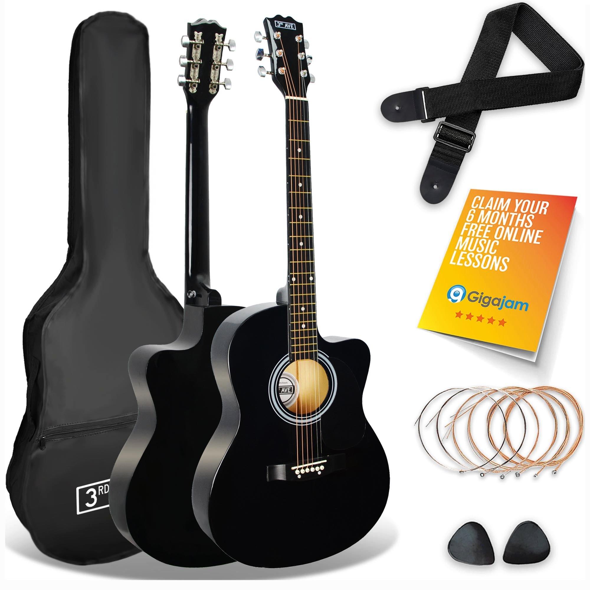 Black - 3rd Avenue - Full Size Cutaway Acoustic Guitar Pack - 1