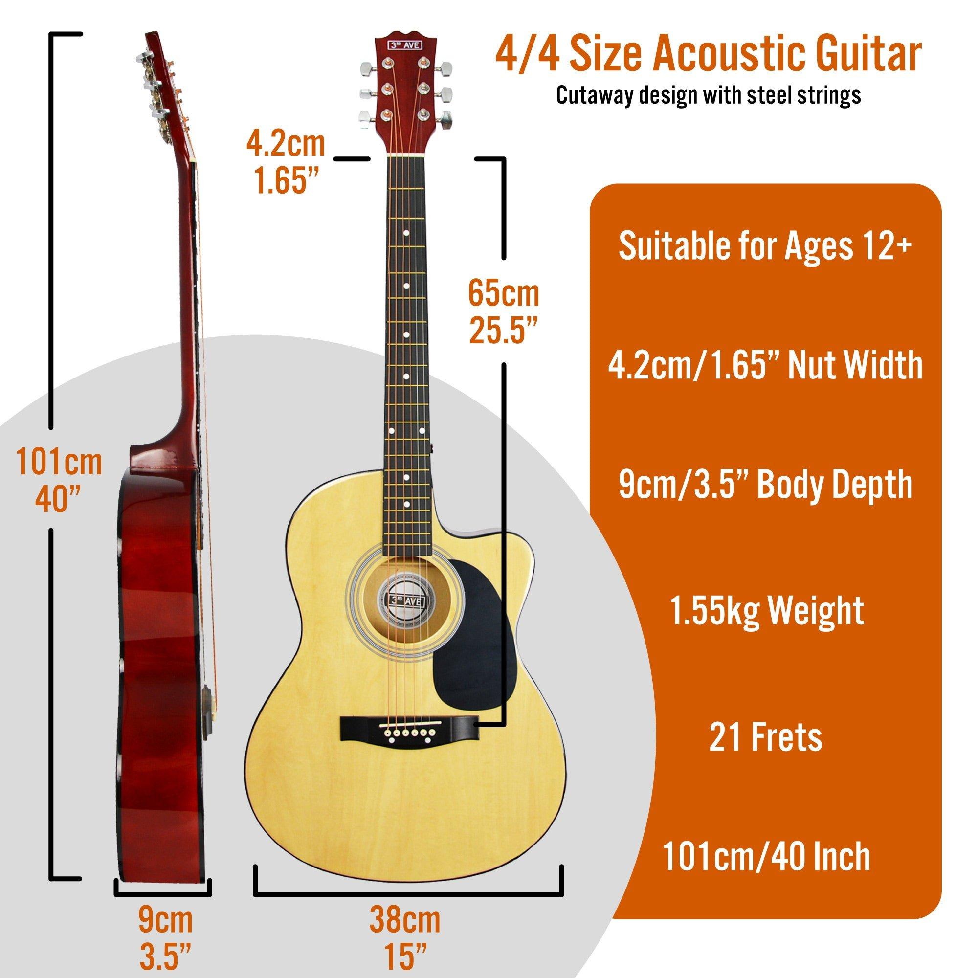 Natural - 3rd Avenue - Full Size Cutaway Acoustic Guitar Pack - 2