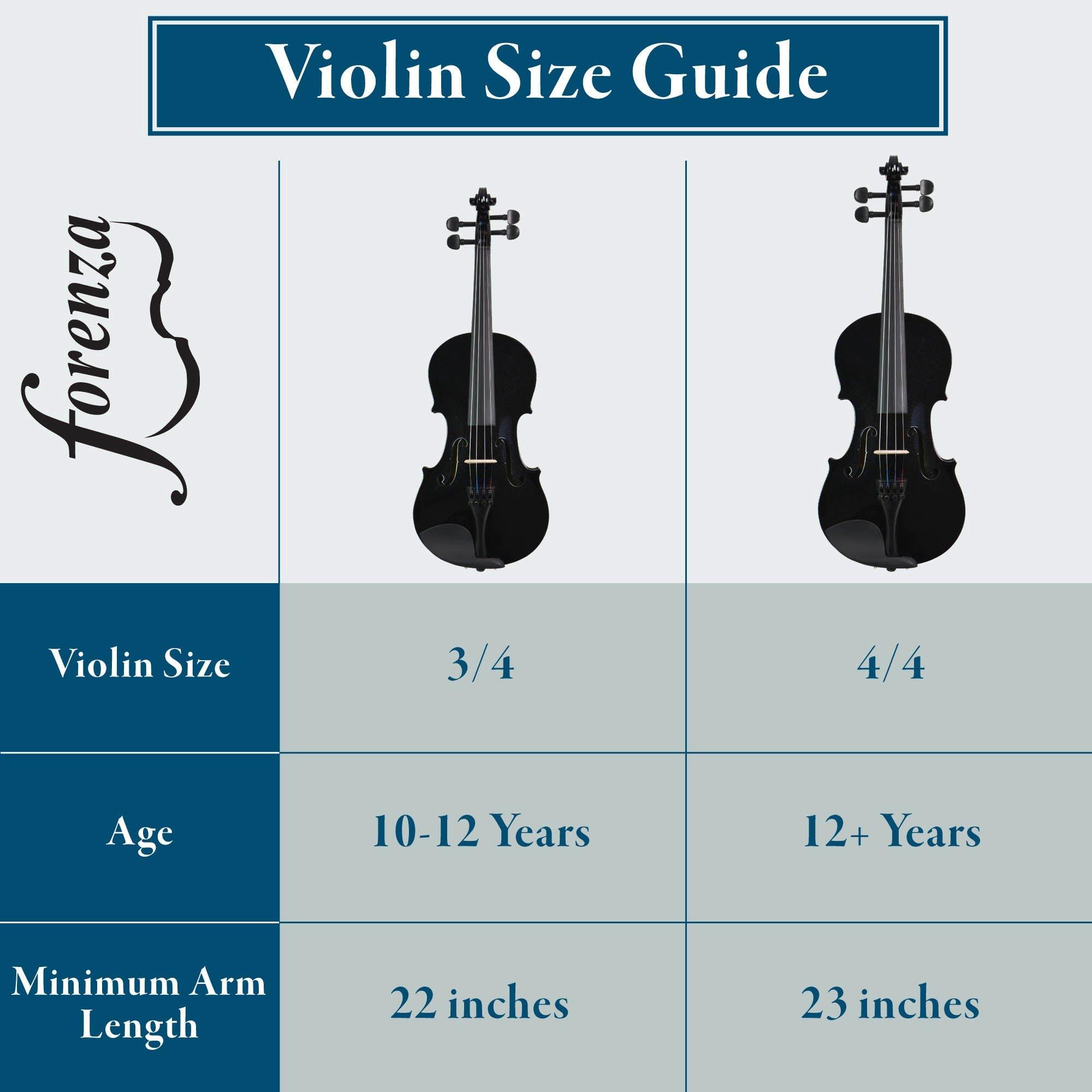 Black - Forenza - Uno Series three quarter Size Violin Outfit - 5