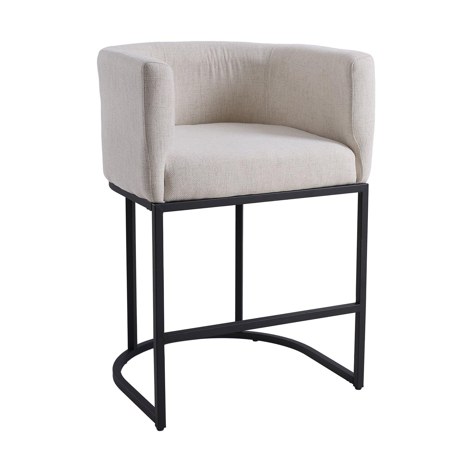Beige - Kabinet UK - Set of 2 Low Back Upholstered Bar Stools - 1