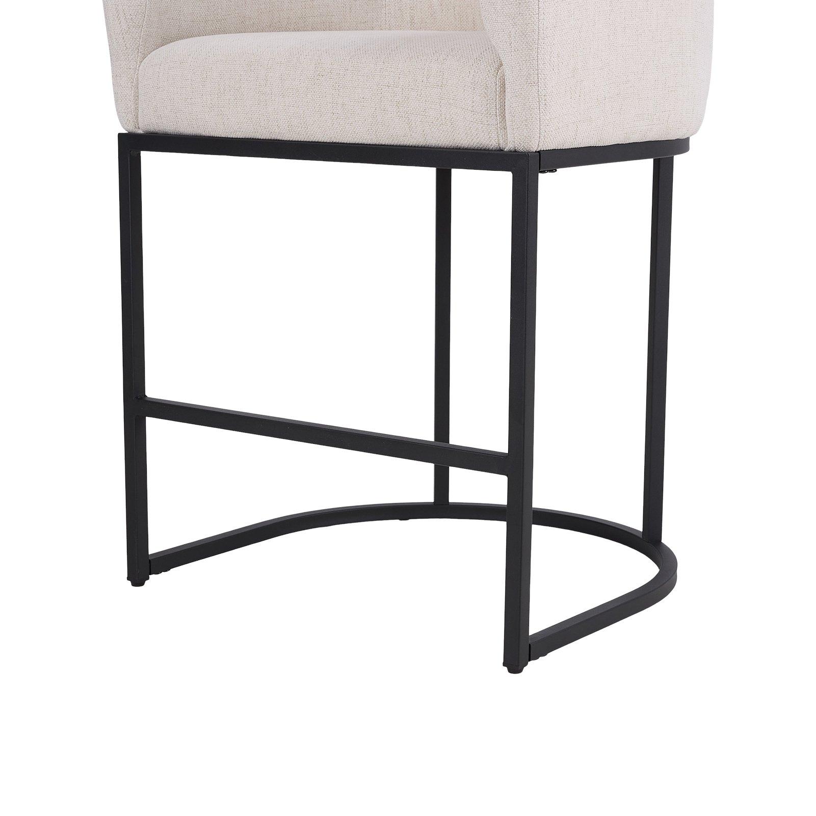 Beige - Kabinet UK - Set of 2 Low Back Upholstered Bar Stools - 6