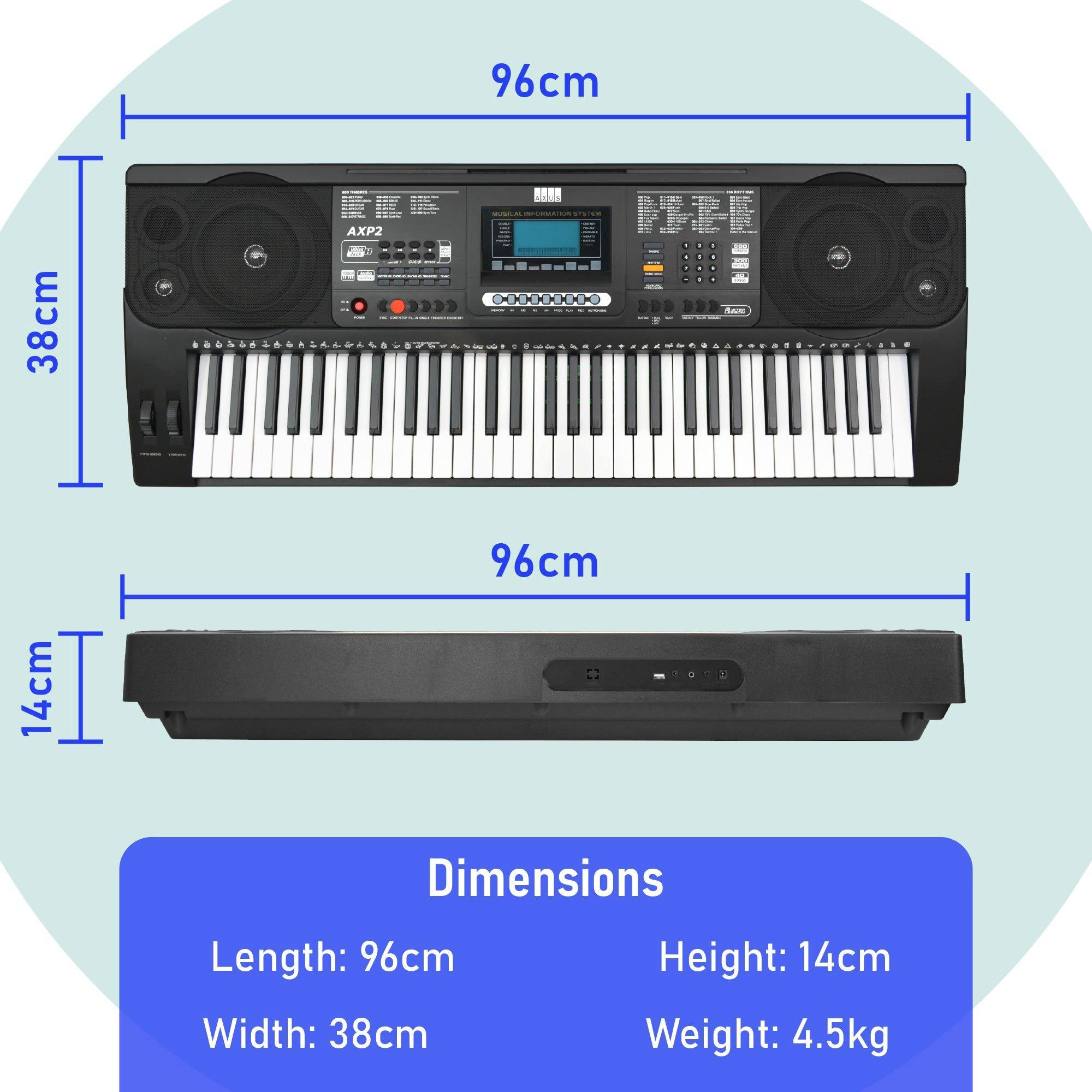 Black - Axus - AXP2 Electronic Keyboard Pack - 4