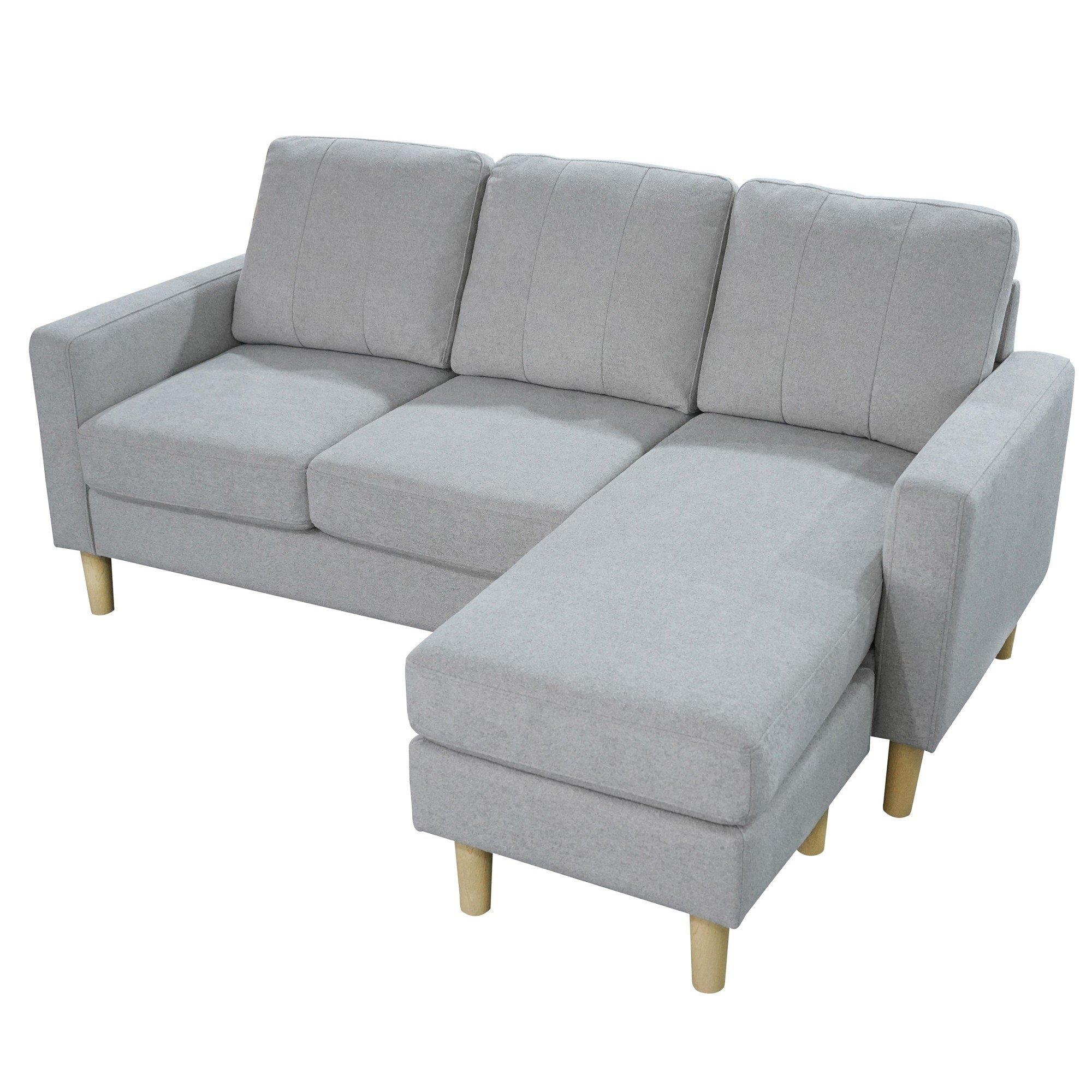 Grey - Aspire - Pad Compact Sofa with Reversible Chaise - 2