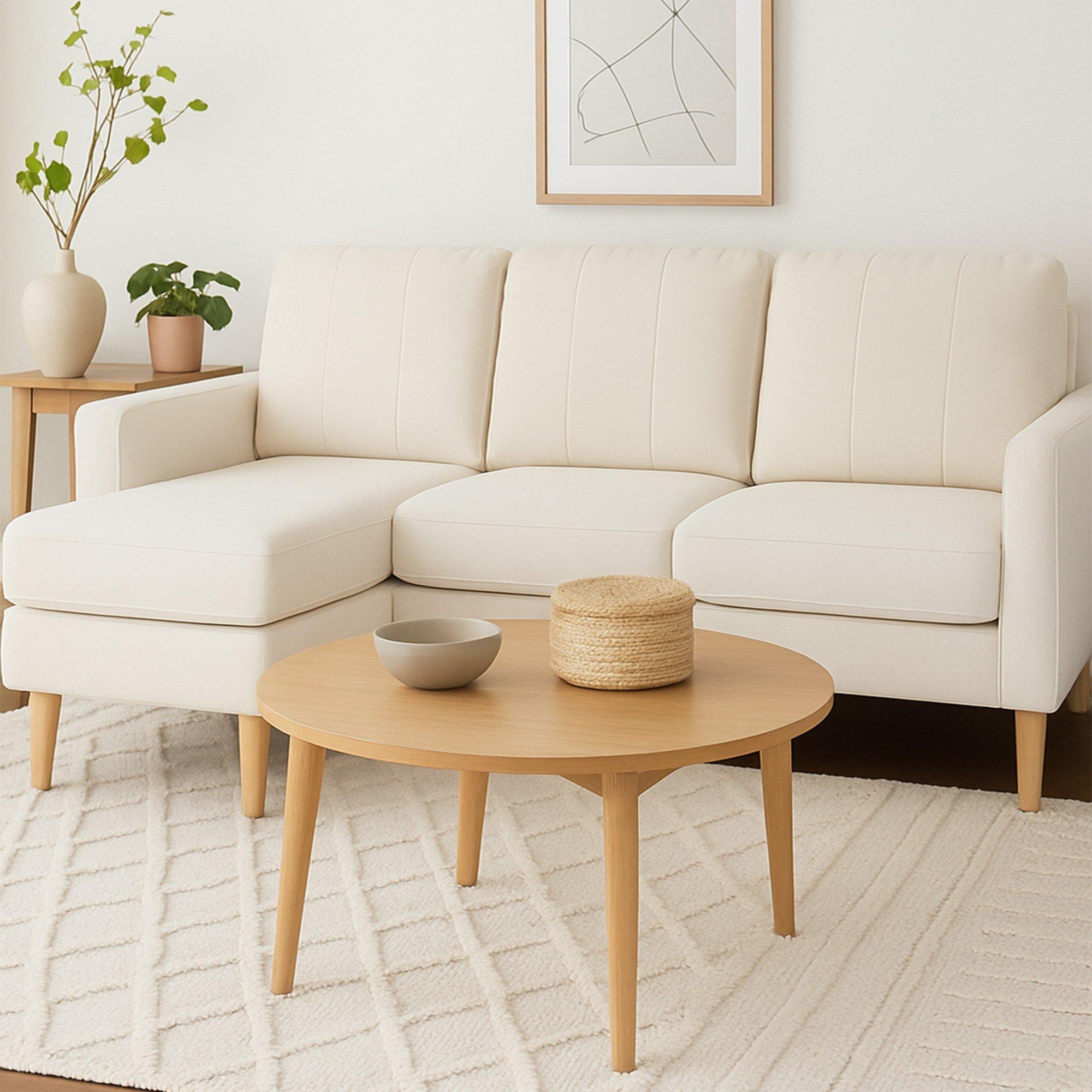 Aspire Pad Compact Sofa with Reversible Chaise in Natural | Size: 3 Seater - Image 2