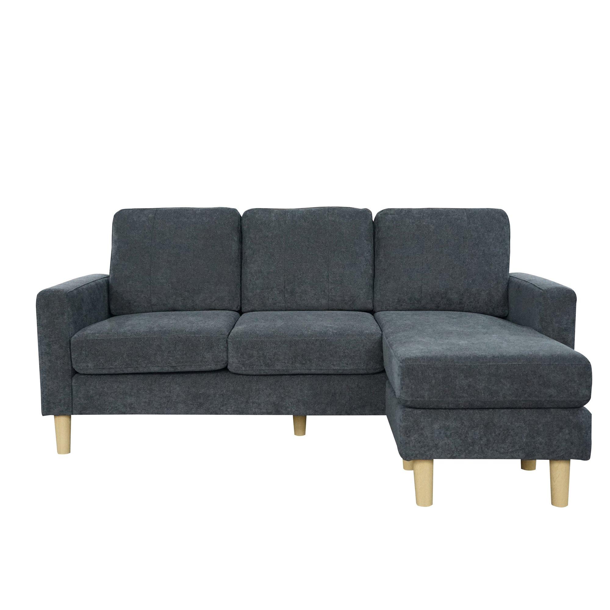 Charcoal - Aspire - Pad Compact Sofa with Reversible Chaise - 2