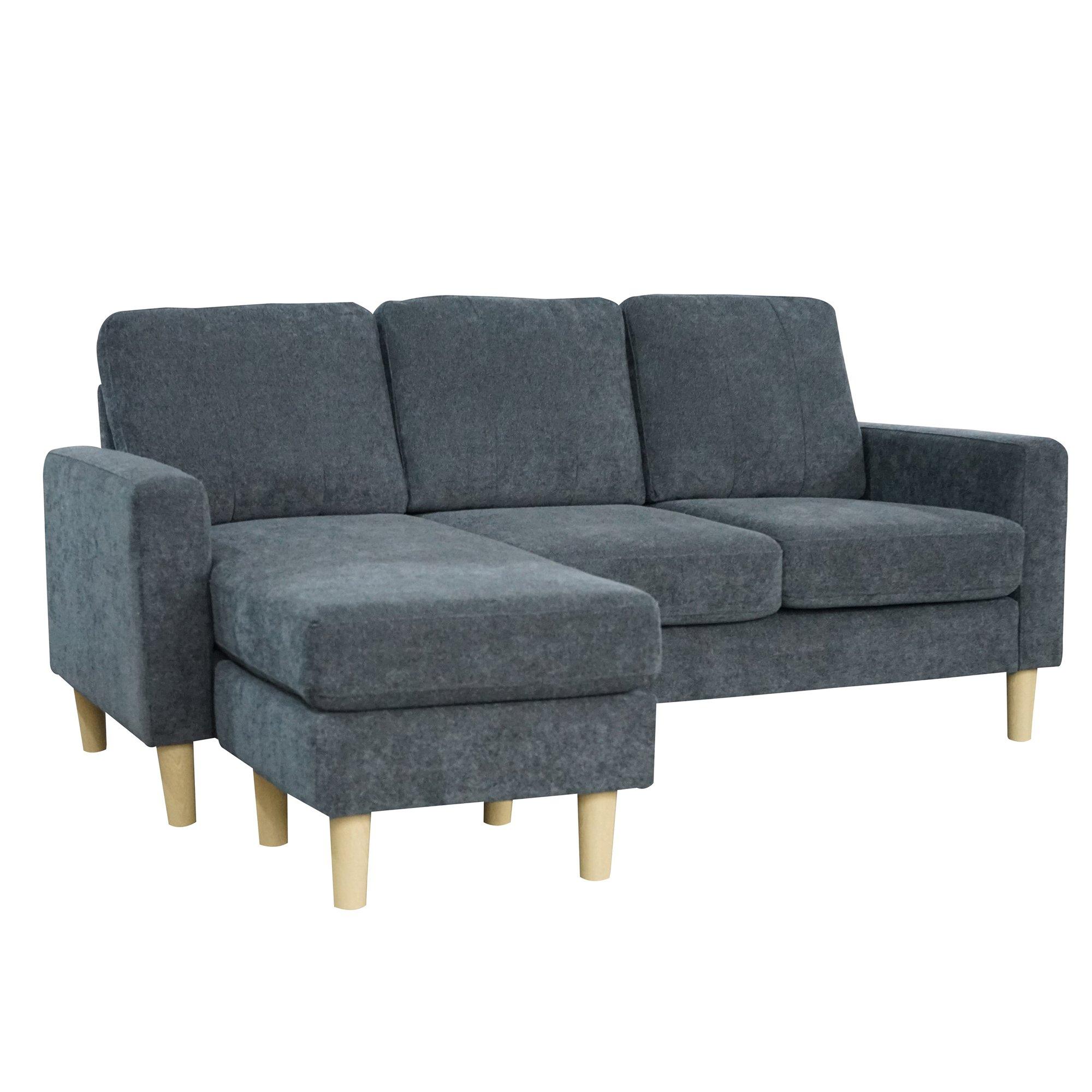 Charcoal - Aspire - Pad Compact Sofa with Reversible Chaise - 3