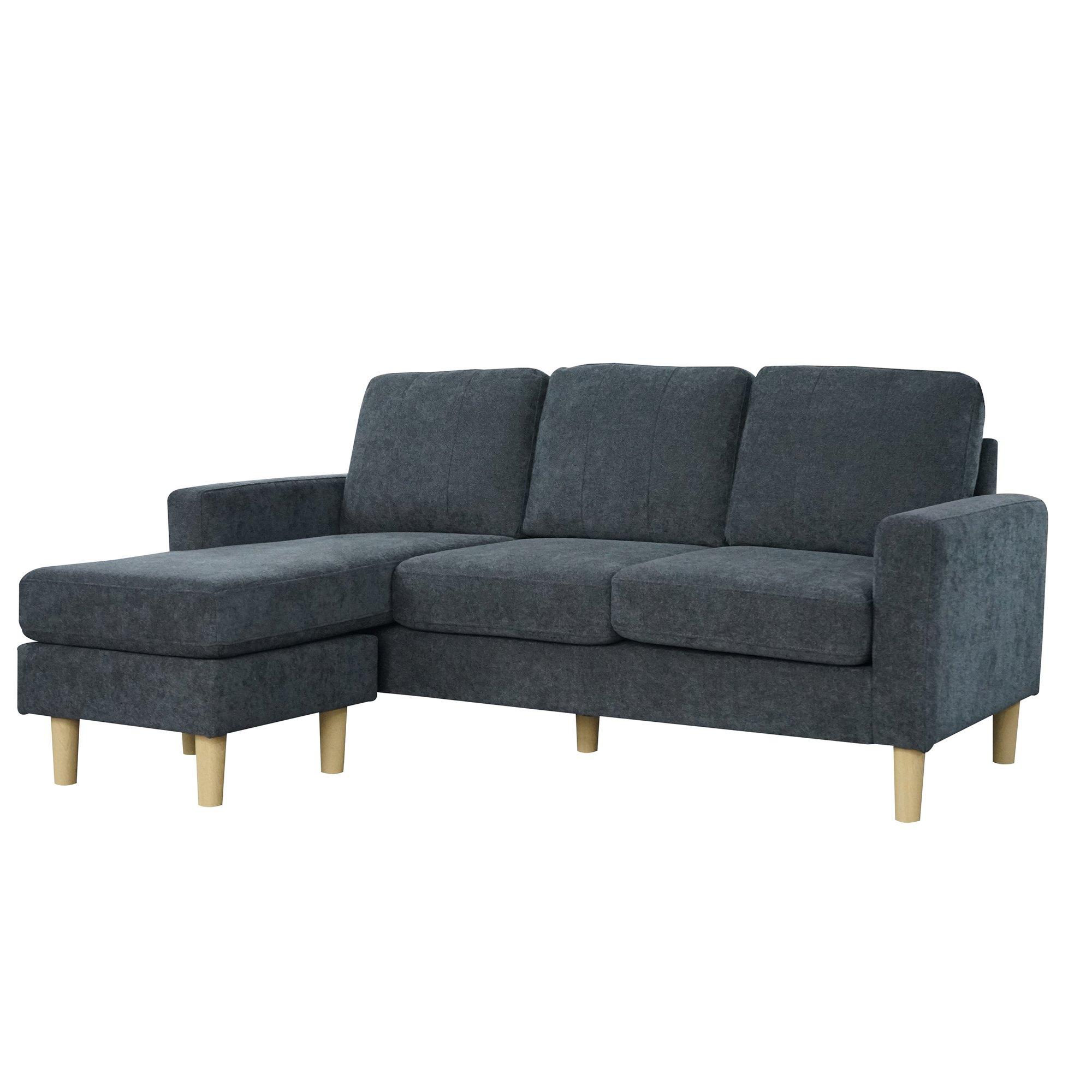Charcoal - Aspire - Pad Compact Sofa with Reversible Chaise - 4