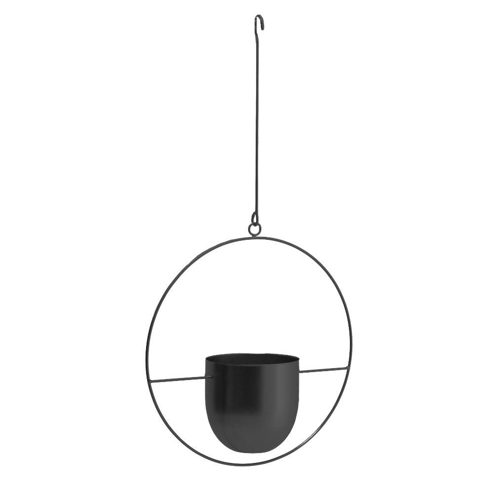 Black - LIFE IDEAS - Nordic-Style Round Hanging Iron Planter - 4
