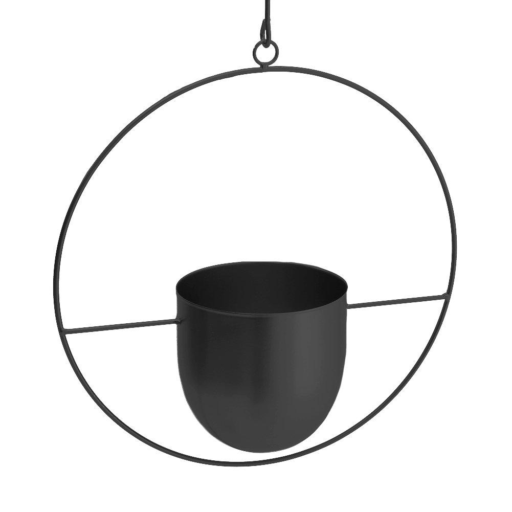 Black - LIFE IDEAS - Nordic-Style Round Hanging Iron Planter - 5
