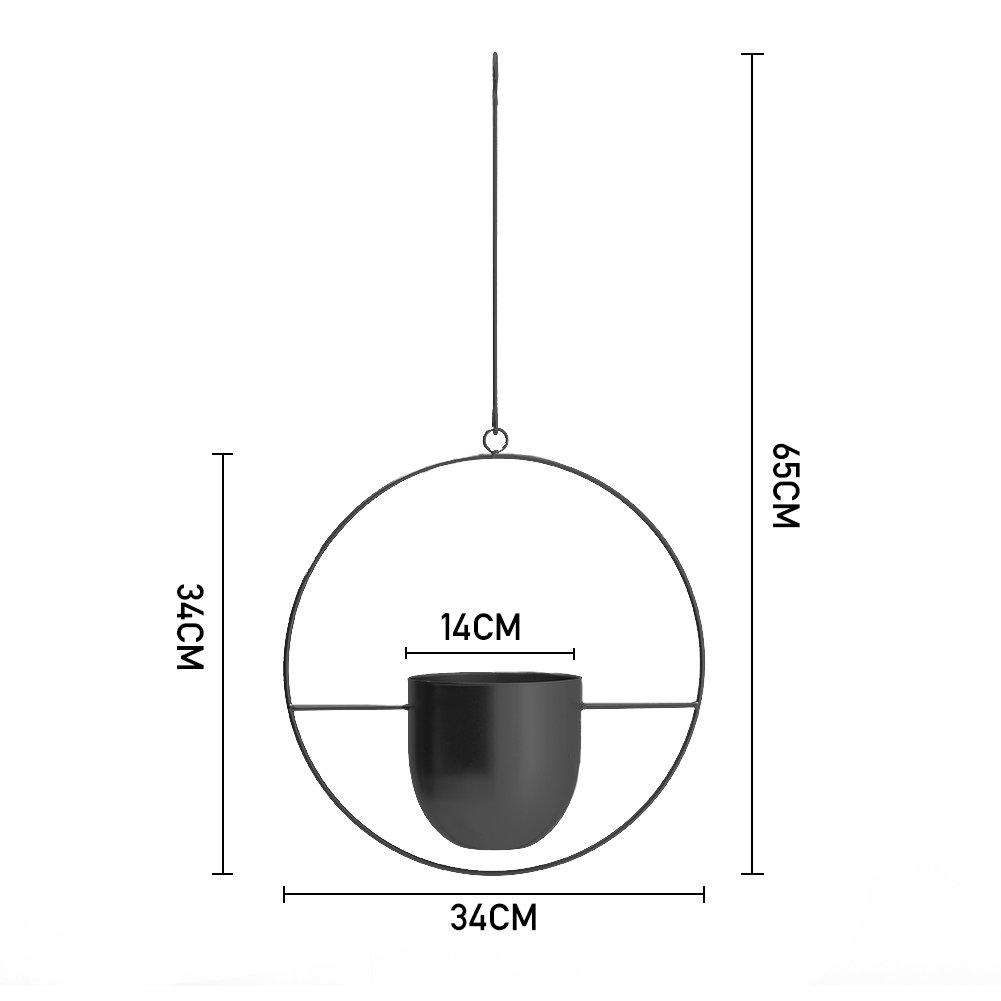 Black - LIFE IDEAS - Nordic-Style Round Hanging Iron Planter - 9