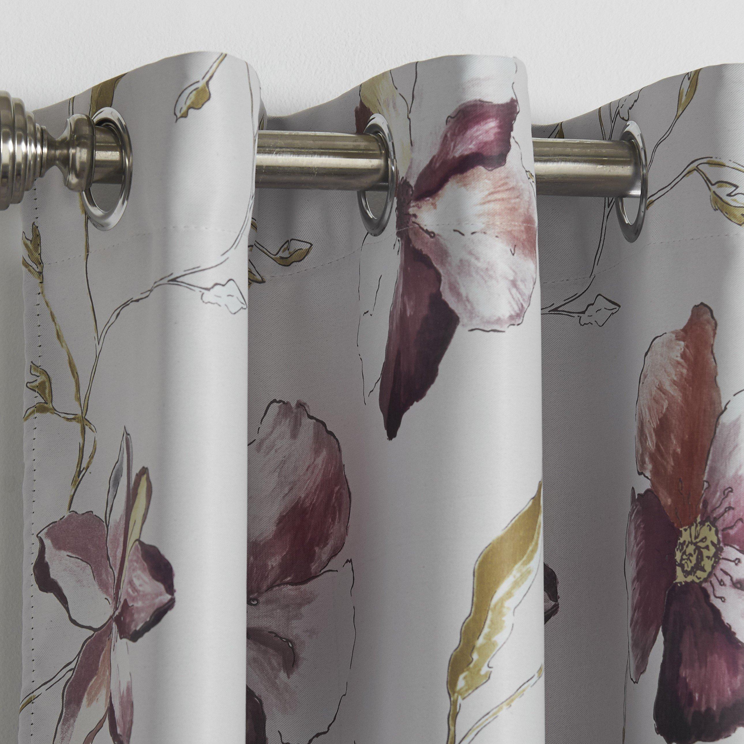 Multi - Alan Symonds - Ascot Floral Blackout Ring Top Curtains - 2